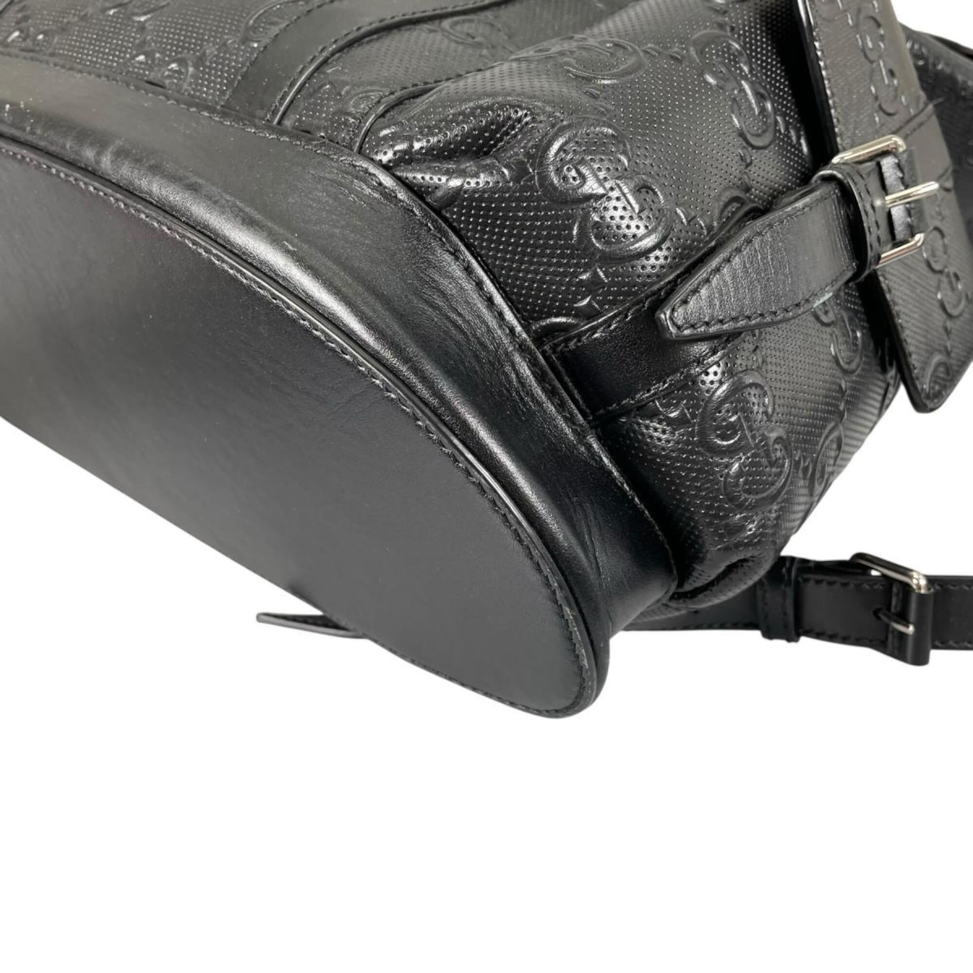 Gucci GUCCI Backpack GG Embossed Leather 625770 Black — Like New