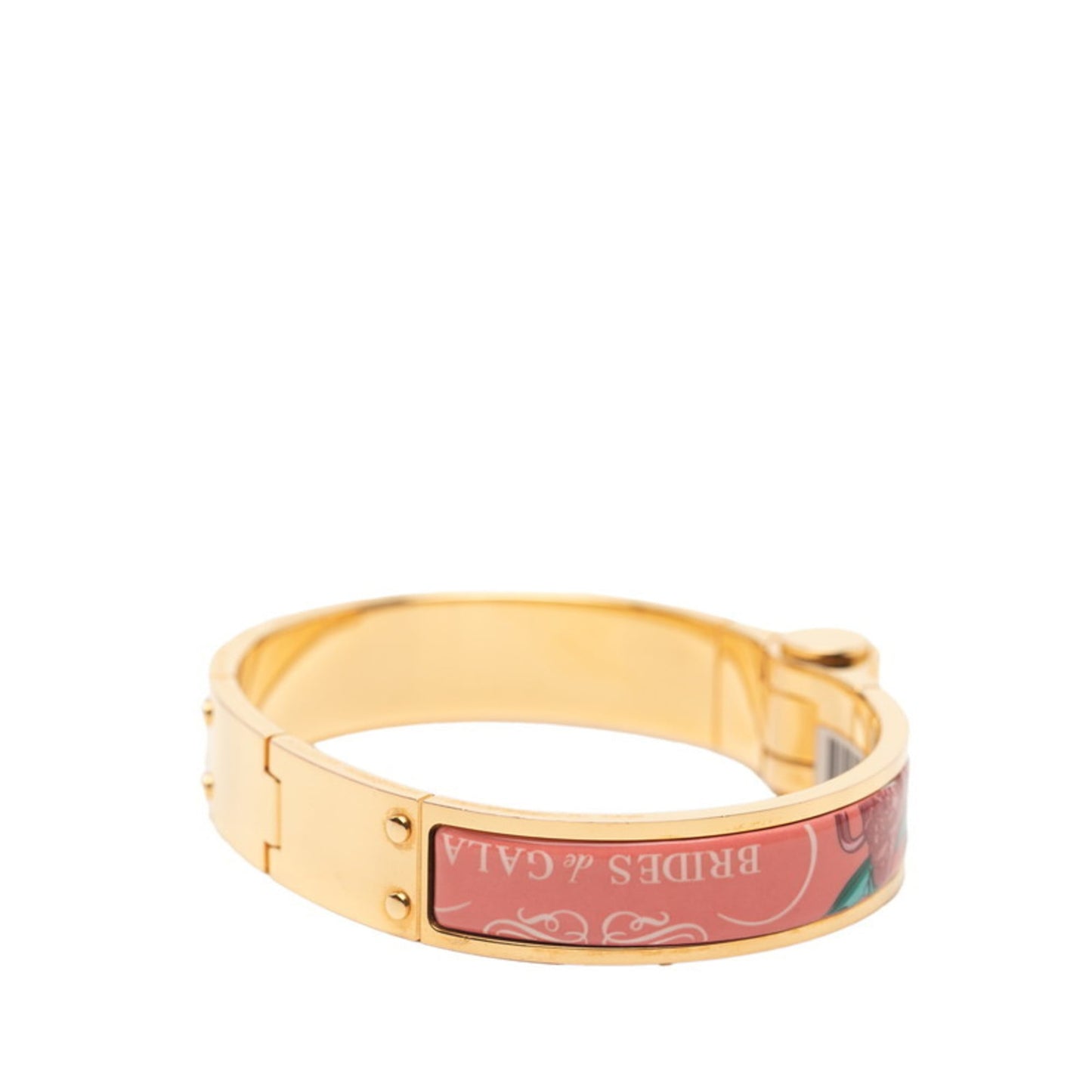 Hermes Hermès Chanier PM BRIDES de GALA Ceremonial Bridle, Enamel Bangle, Gold, Pink, Multicolor Plated, Women's