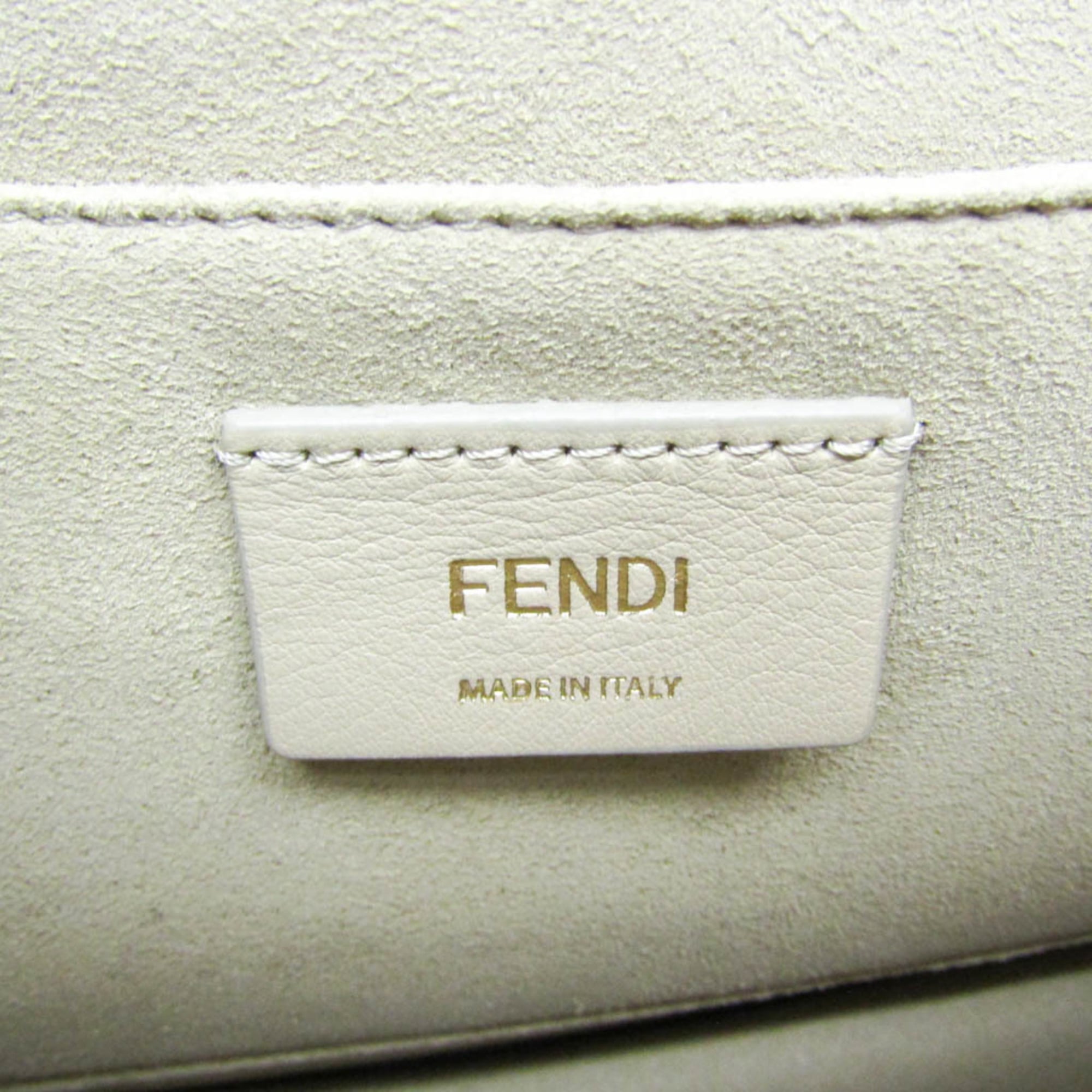 Fendi KAN I 8BT283 Women's Velvet,Leather Handbag,Shoulder Bag Light Blue,Navy,Yellow — Like New