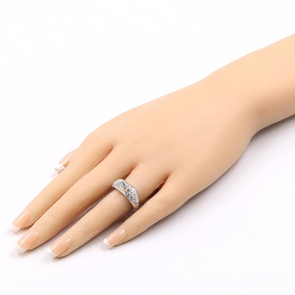 Prada Signet Ring, Diamond 18K White Gold (18KWG), Women's, Silver Tone, Clear 1JA178 — Like New