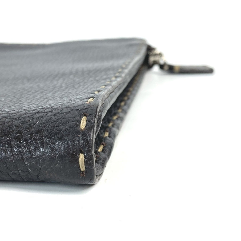 FENDI Selleria L-shaped clutch bag in leather for men, dark brown