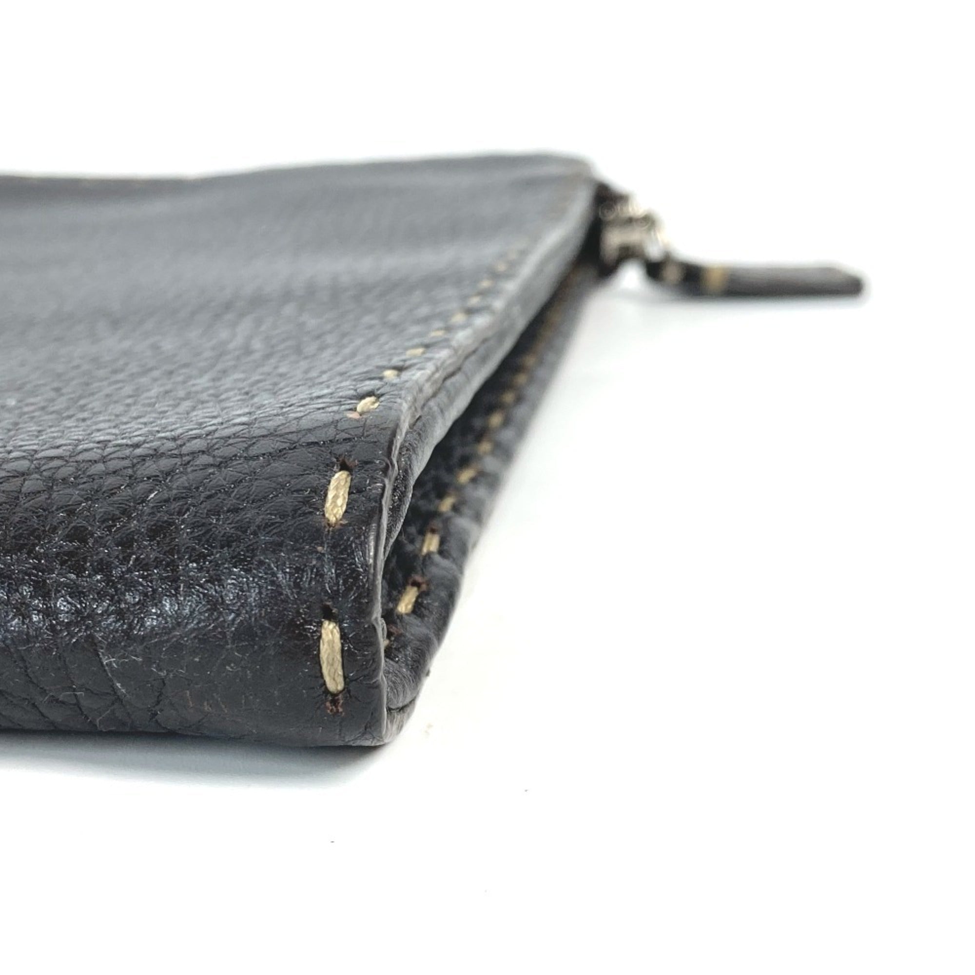 FENDI Selleria L-shaped clutch bag in leather for men, dark brown