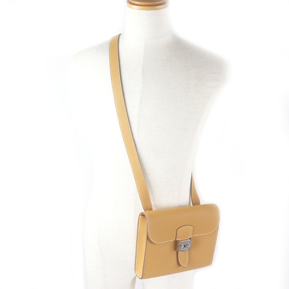 HERMES Sac à Dépêches 21 Togo Leather Shoulder Bag, Natural Sable, W Stamp, with Dust Made in France, Men's — Like New