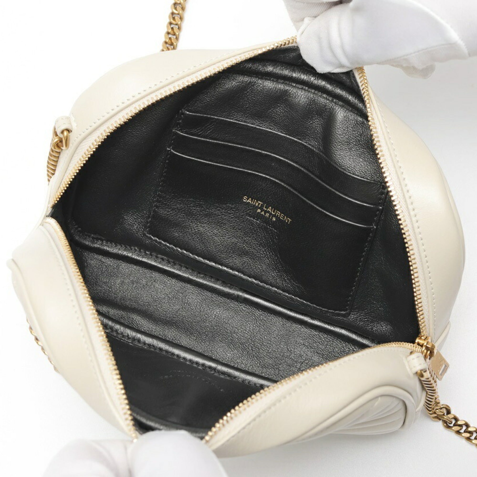 Saint Laurent Lou Chain Shoulder Bag 748849 Quilted Leather Ivory S-160082 — Like New