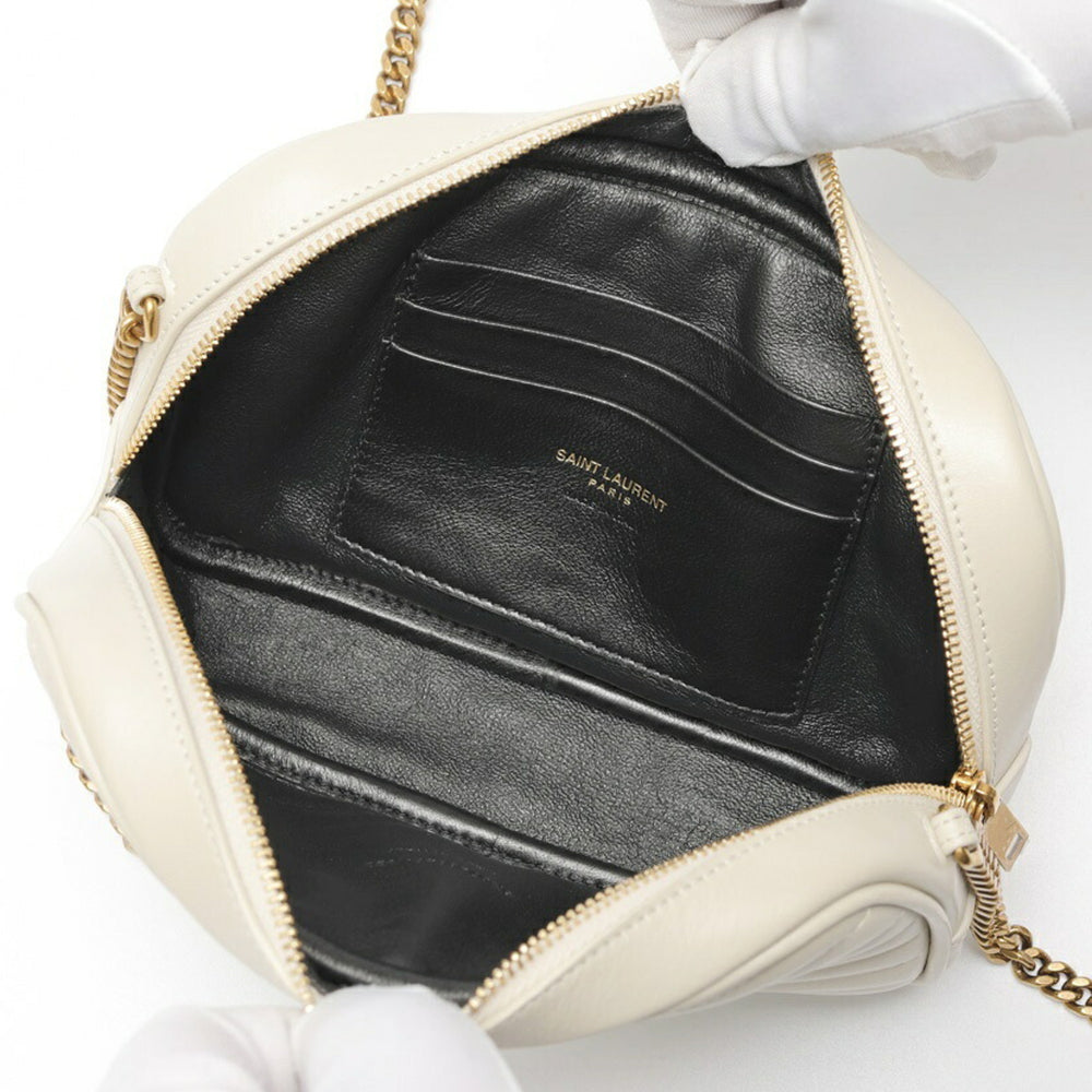 Saint Laurent Lou Chain Shoulder Bag 748849 Quilted Leather Ivory S-160082 — Like New