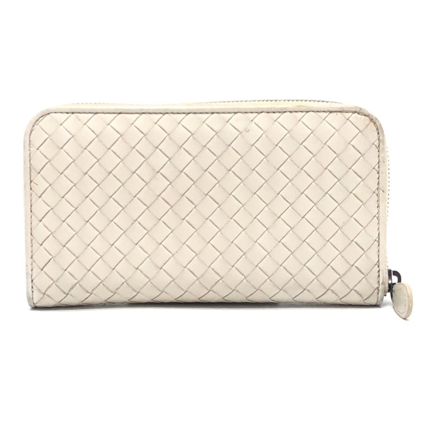 BOTTEGA VENETA 114076 Intrecciato Long Wallet with Round Zipper, Leather, Women's, White