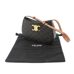 Celine Triomphe Shoulder Handbag, Leather, Brown, 115702, Gold Hardware — Like New