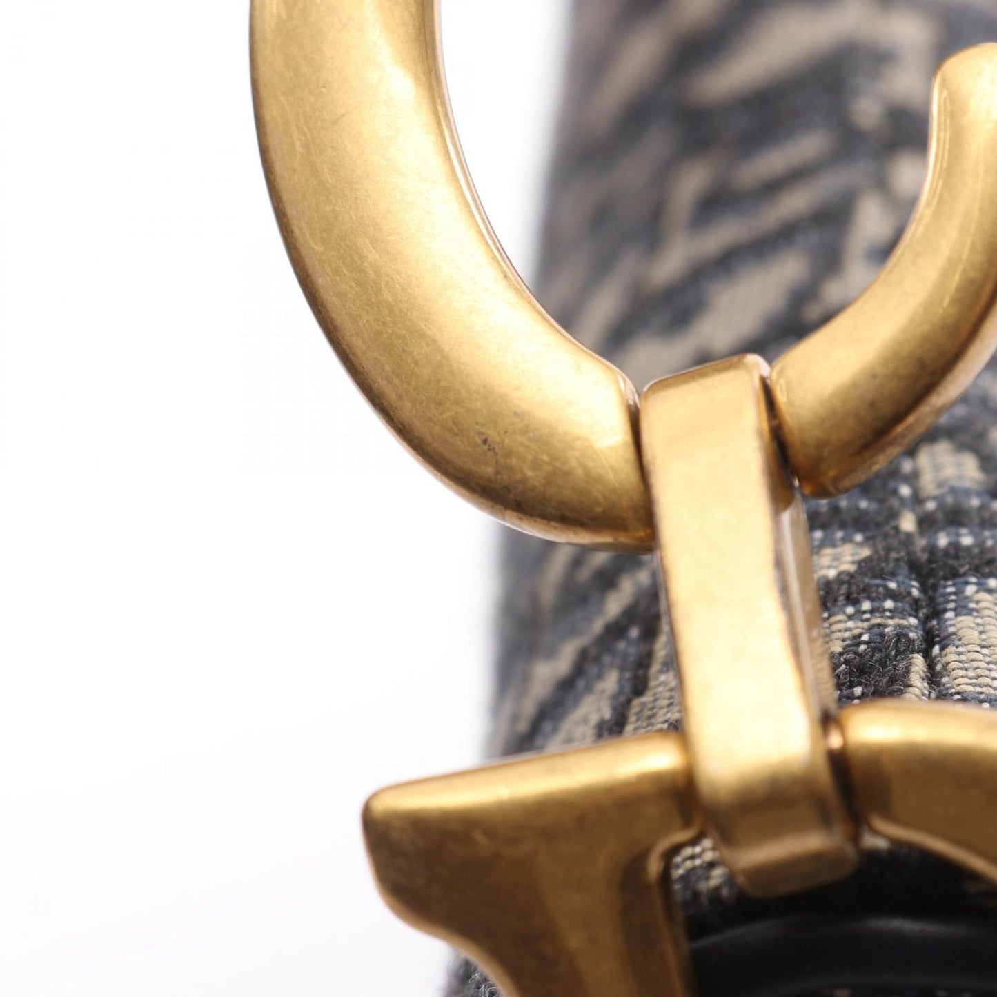 Christian Dior Dior Saddlebag, Oblique Jacquard Handbag, Canvas and Leather, Women's, Beige, Navy, Black