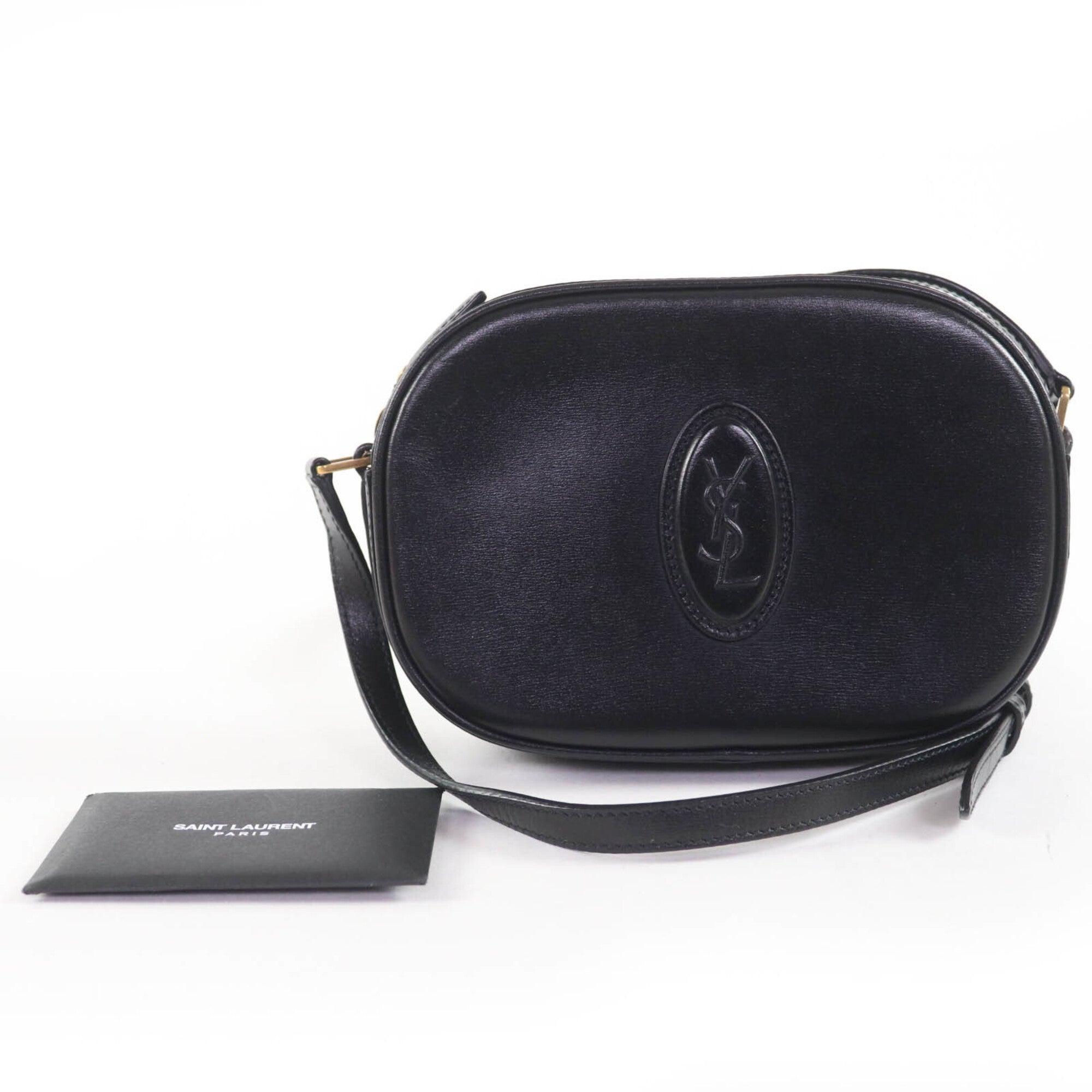 SAINT LAURENT 582673 YSL Logo Camera Bag Leather Shoulder Black Made in Italy Women's — Like New