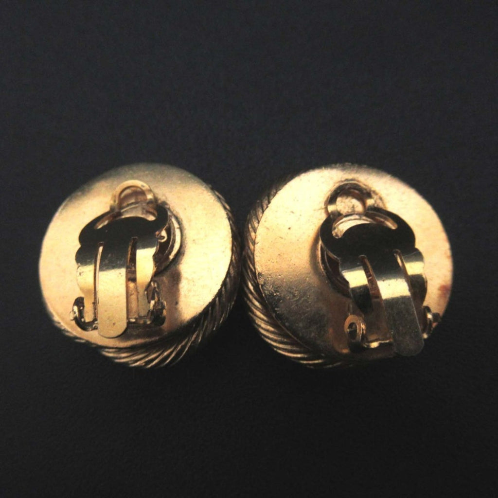 CHANEL Vintage Faux Pearl Circle Clip Earrings, Gold, Women's