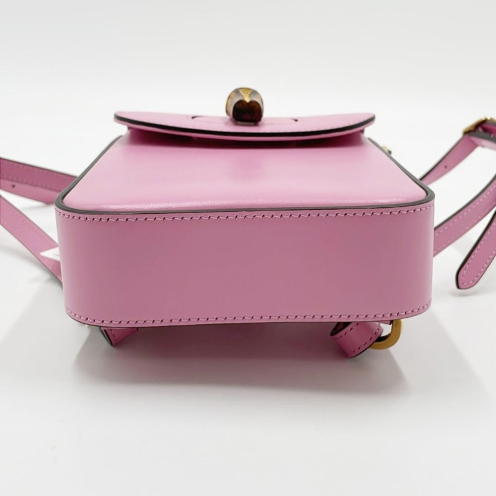 GUCCI Bamboo Line Handbag 702106 Pink Calfskin Women's 3-Way — Like New
