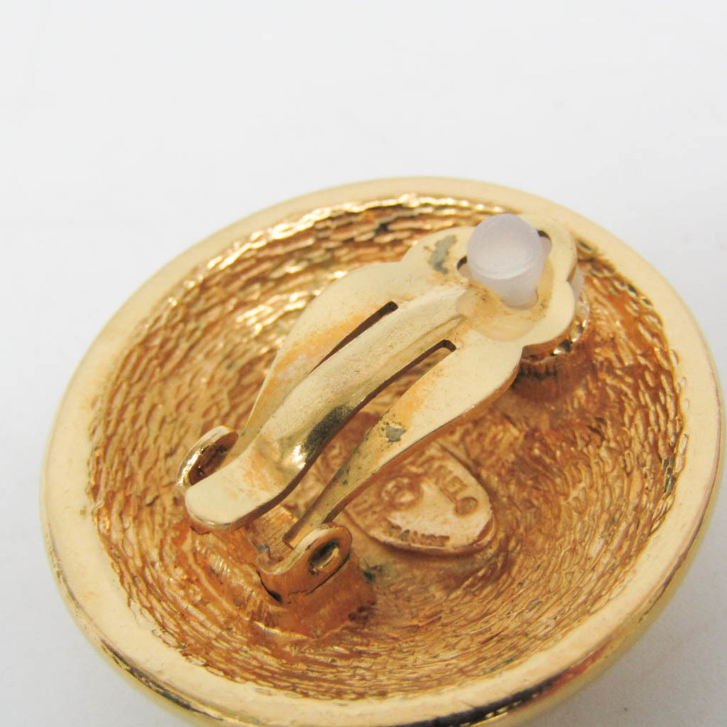 Chanel Matelasse COCO Mark Vintage Earrings No Stone Gold Plating Clip Earrings Gold