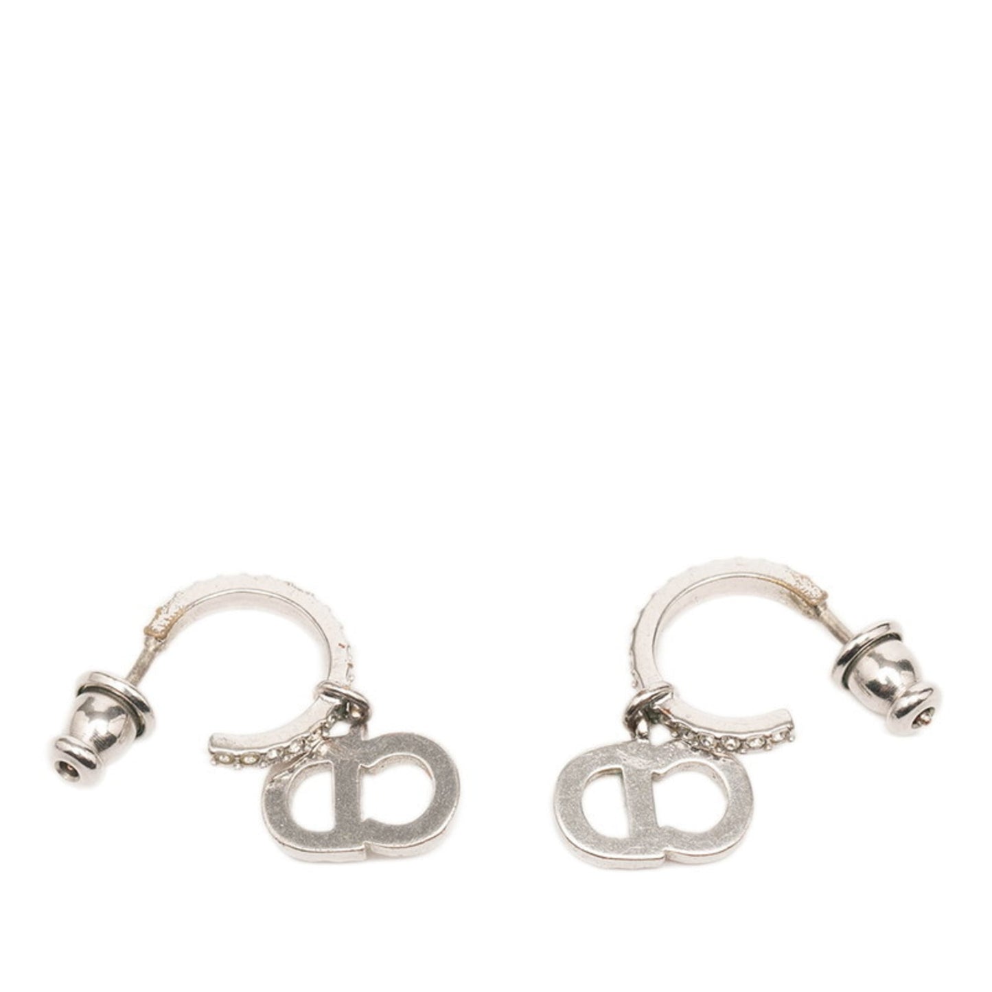 Christian Dior Dior CD logo hoop earrings E1740CDLCY silver metal rhinestone women's