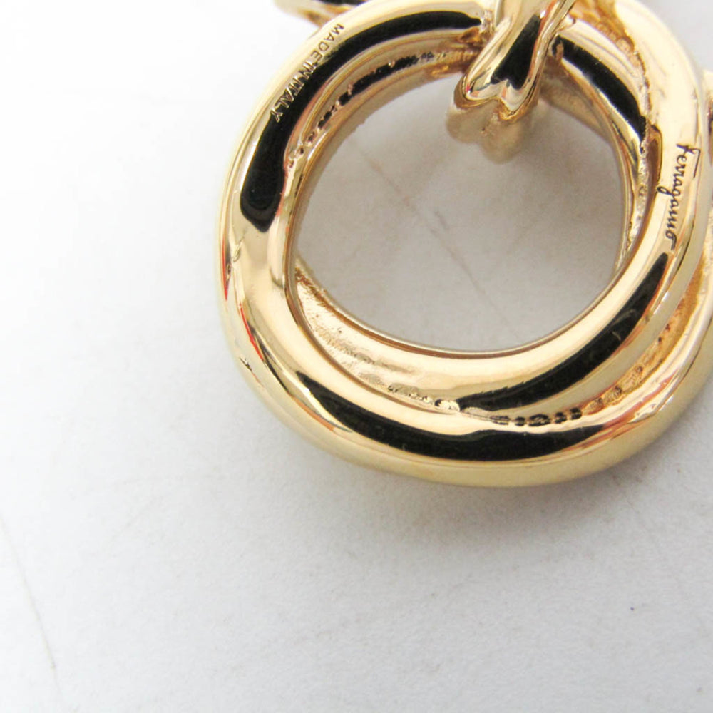 Salvatore Ferragamo Gancini 760609 Gold Plating Rhinestone Women,Men Fashion Pendant Necklace (Gold) — Like New