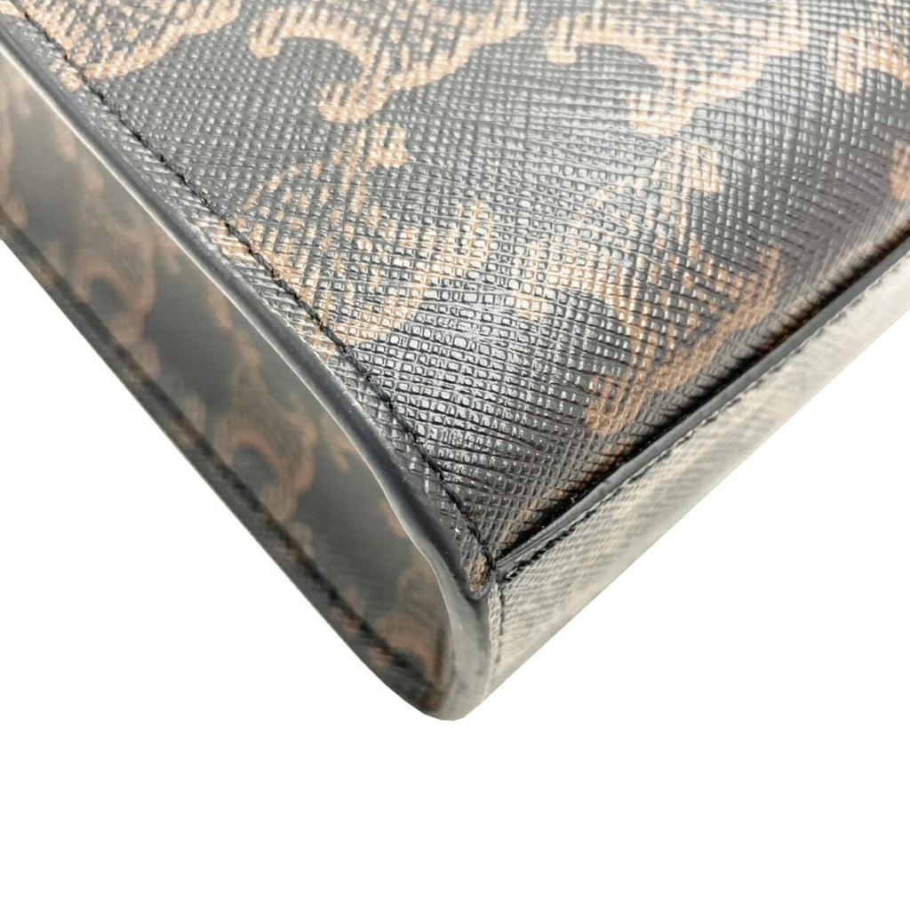 CELINE Vertical Cabas Mini Triomphe Tote Bag Shoulder Leather Brown Women's