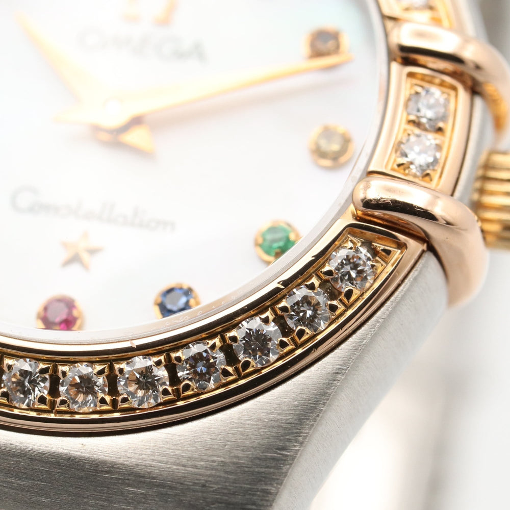 Omega Constellation Mini Iris Diamond Bezel Watch, 18K Pink Gold (PG) Stainless Steel, Diamond, Ladies', White/White Mother-of-Pearl Case, 1360.79 — Very Good