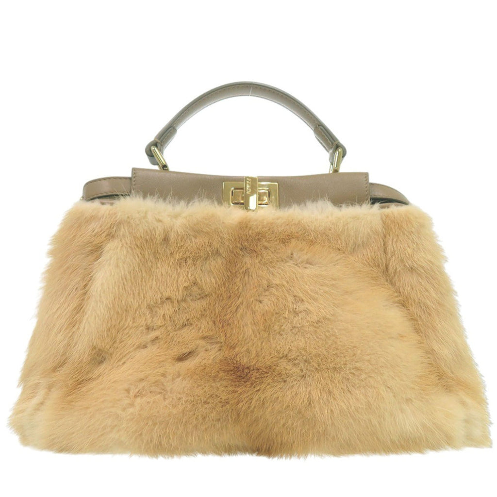 Excellent condition Fendi Peekaboo Mini 2-way handbag 8BN244 S8HC-199-10429 mink leather beige 1380
