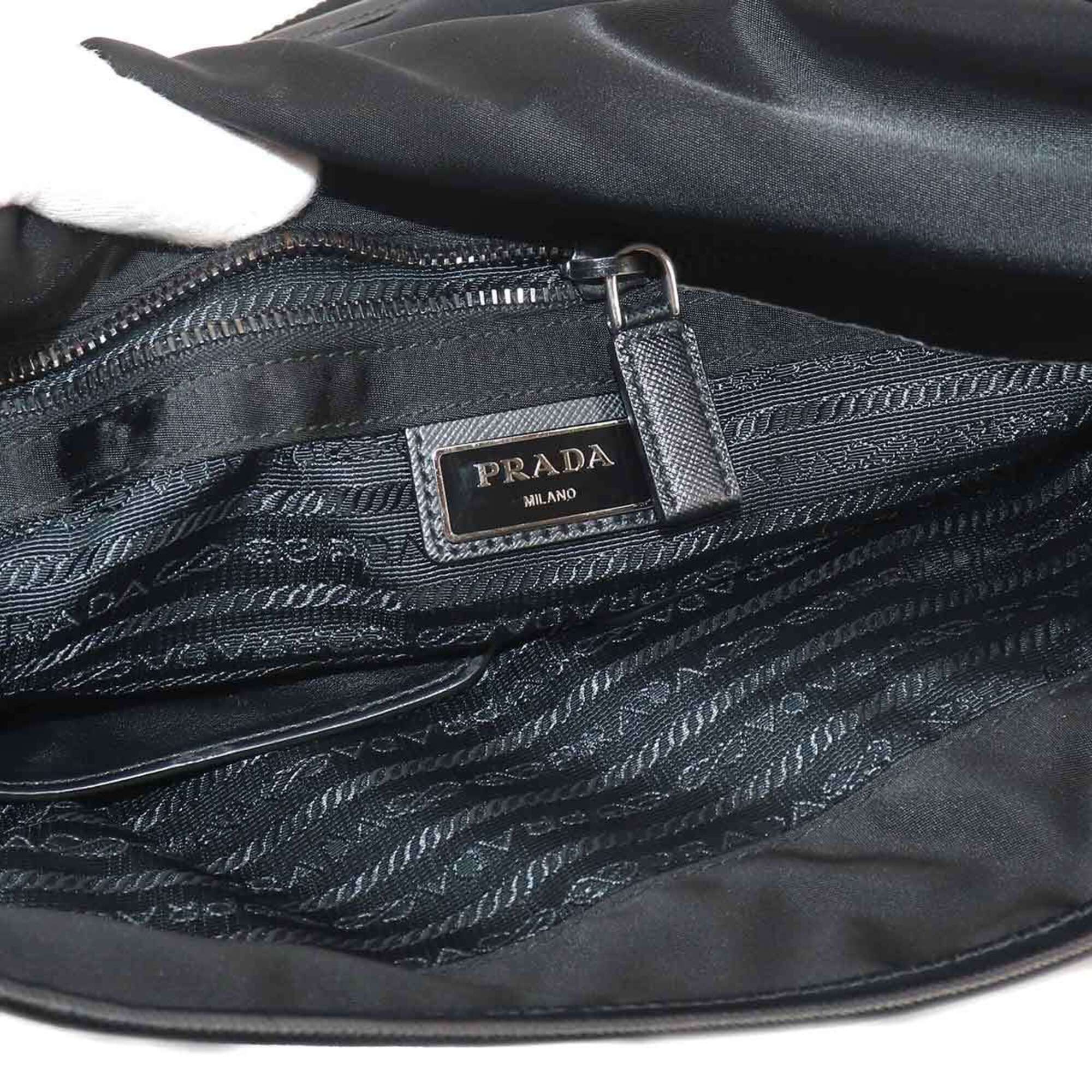 Prada PRADA Shoulder Handbag Nylon Saffiano Leather Nero Black V166 Messenger Bag — New - Store Return