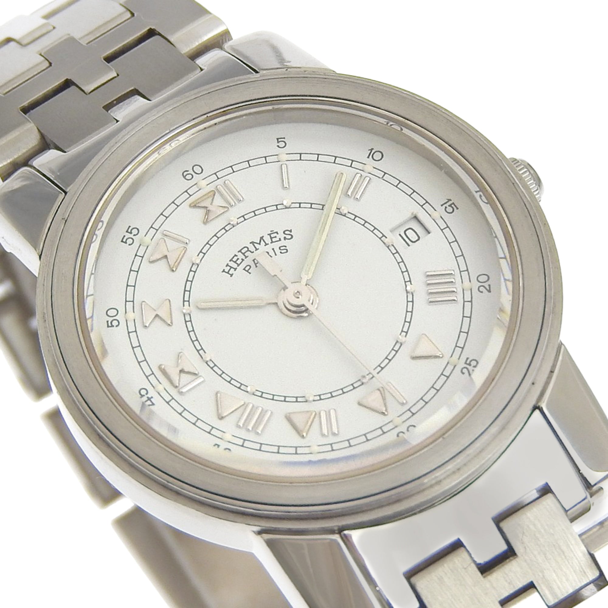 Hermès Carrick Women's Stainless Steel Quartz Watch with Analog Display and White Dial — Good