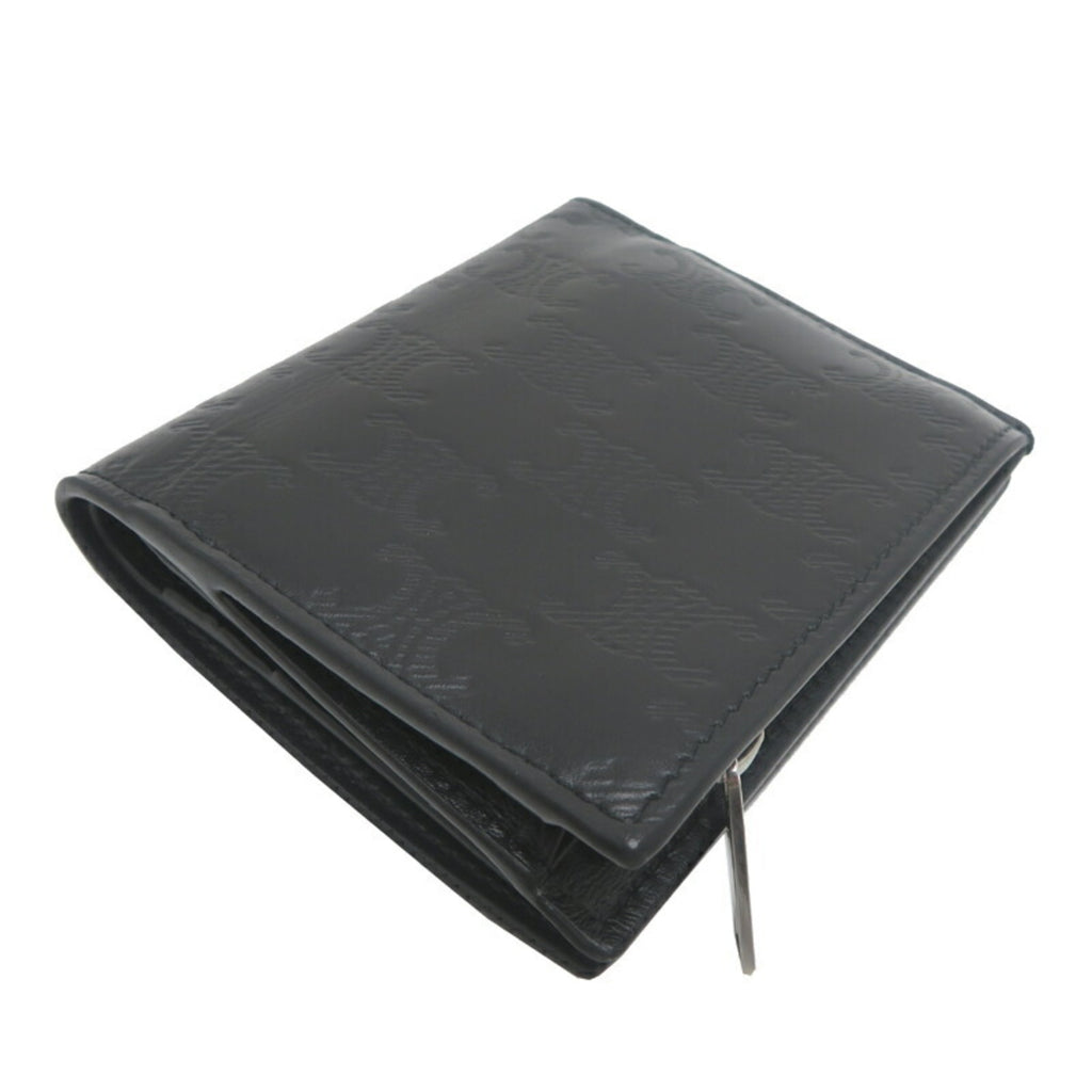 Celine Triomphe Compact Wallet Men's Bifold 10E493FQC.38SI in Black Calfskin