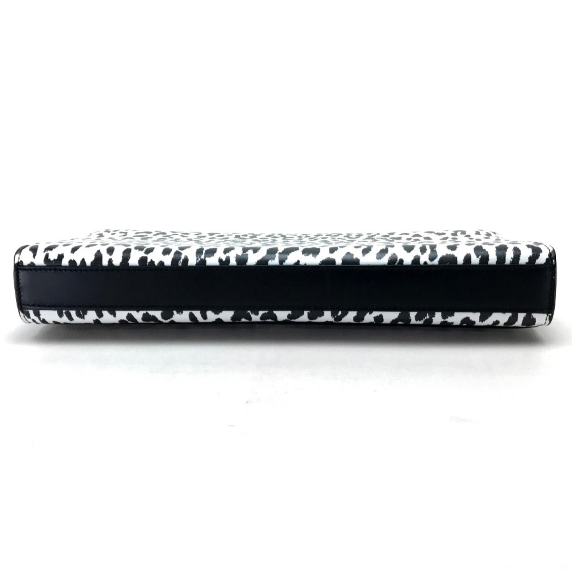 SAINT LAURENT Saint Laurent Paris 326079 Cassandra Leopard Bag Clutch Calf Leather Women's White Black — New - Store Return