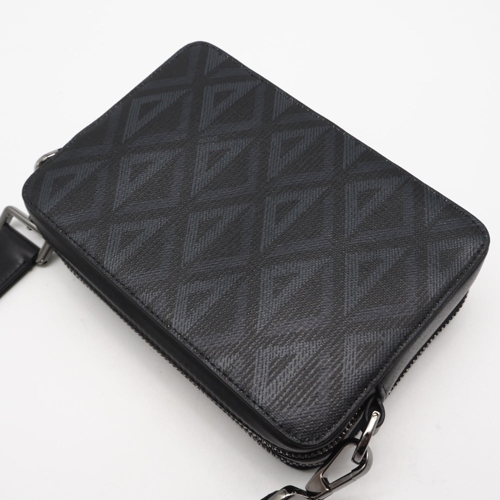 Christian Dior CD Diamond Messenger Pouch 2ESBC119 Shoulder Bag Black Gray Leather Women's — New - Store Return
