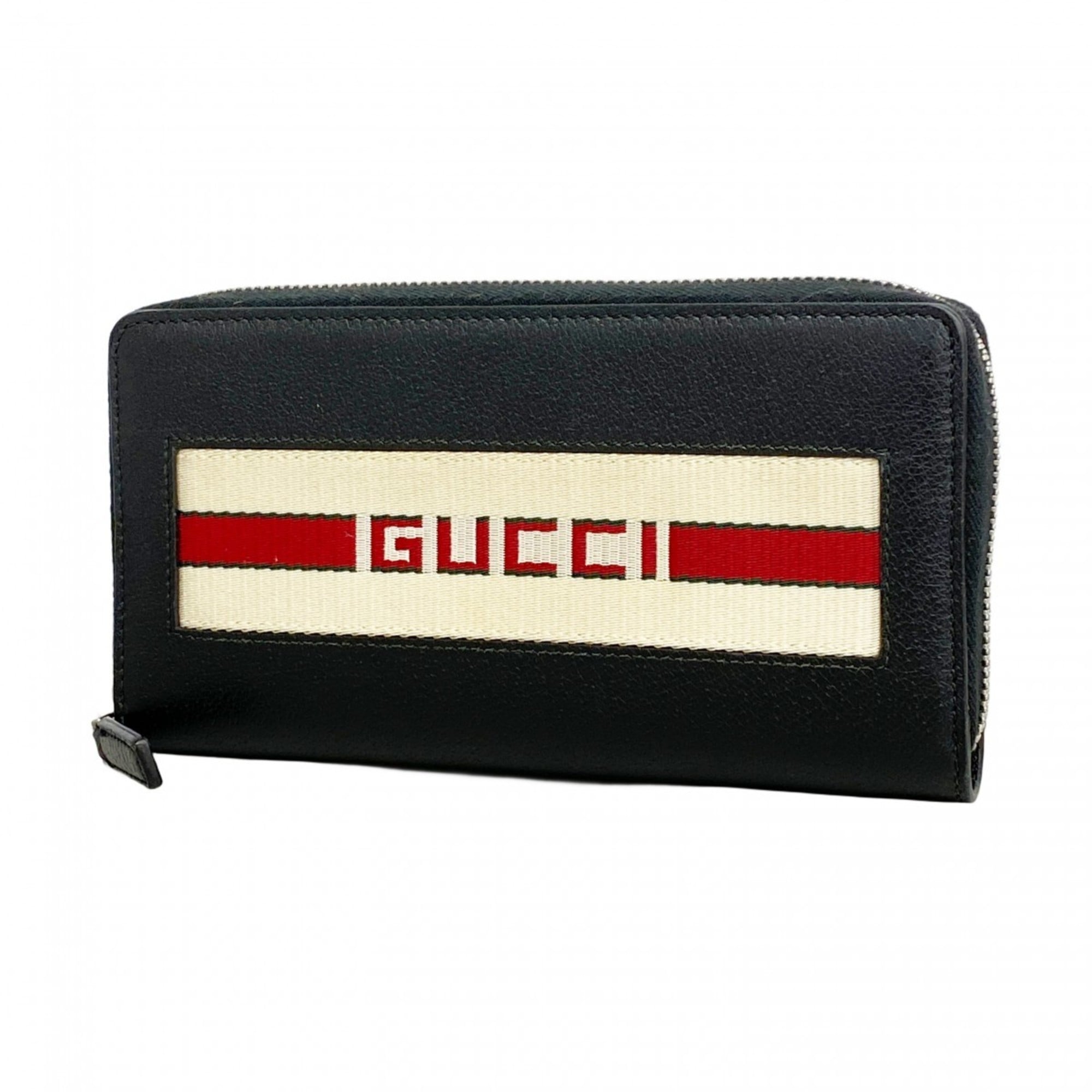 Gucci Long Wallet 408831 Canvas Black Men's