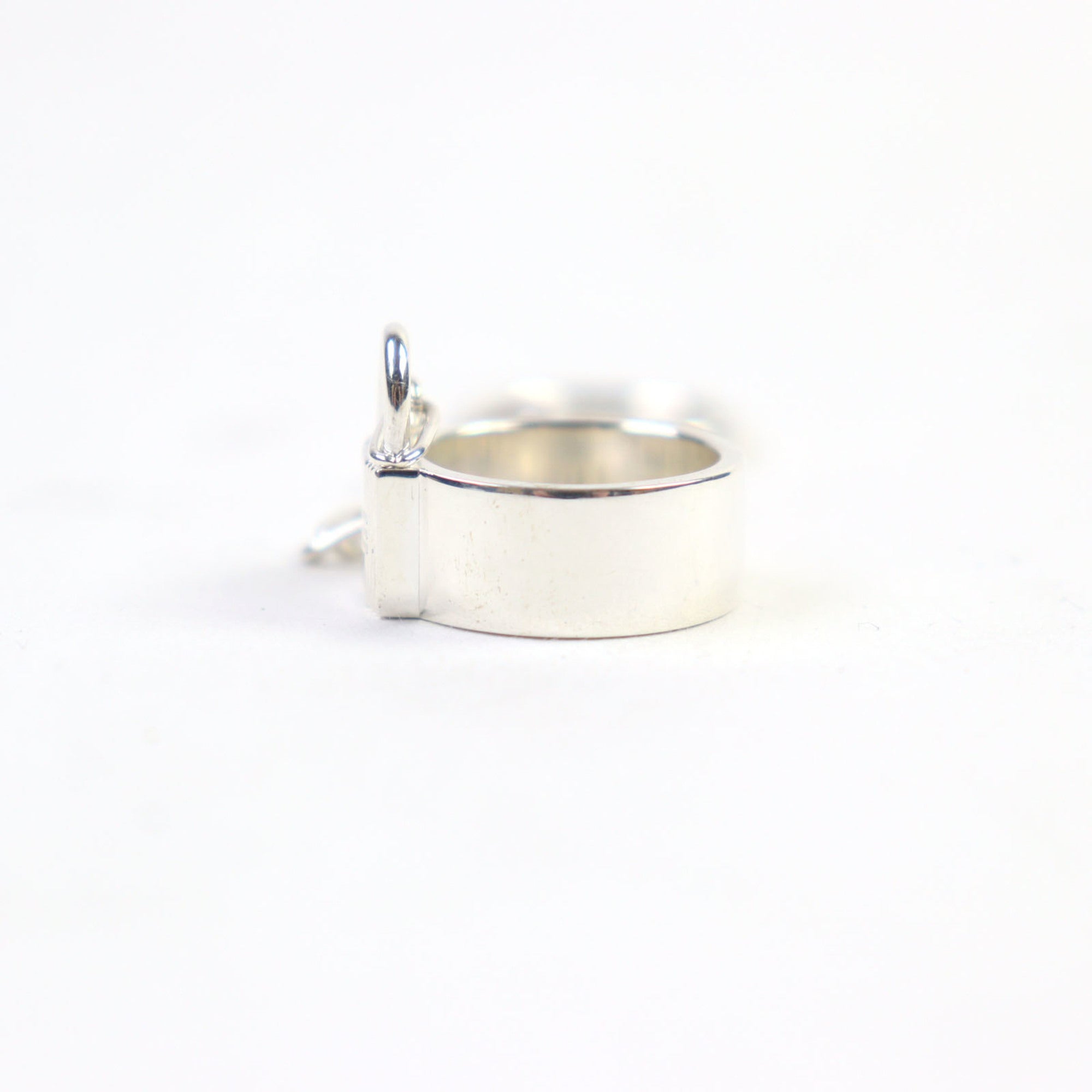 HERMES Alpha Kelly AG925 Clochette Cadena Double Ring - Silver Accessory, Size 49 (Japanese Equivalent), Made in France, Weight 11.37g, Women's — Like New