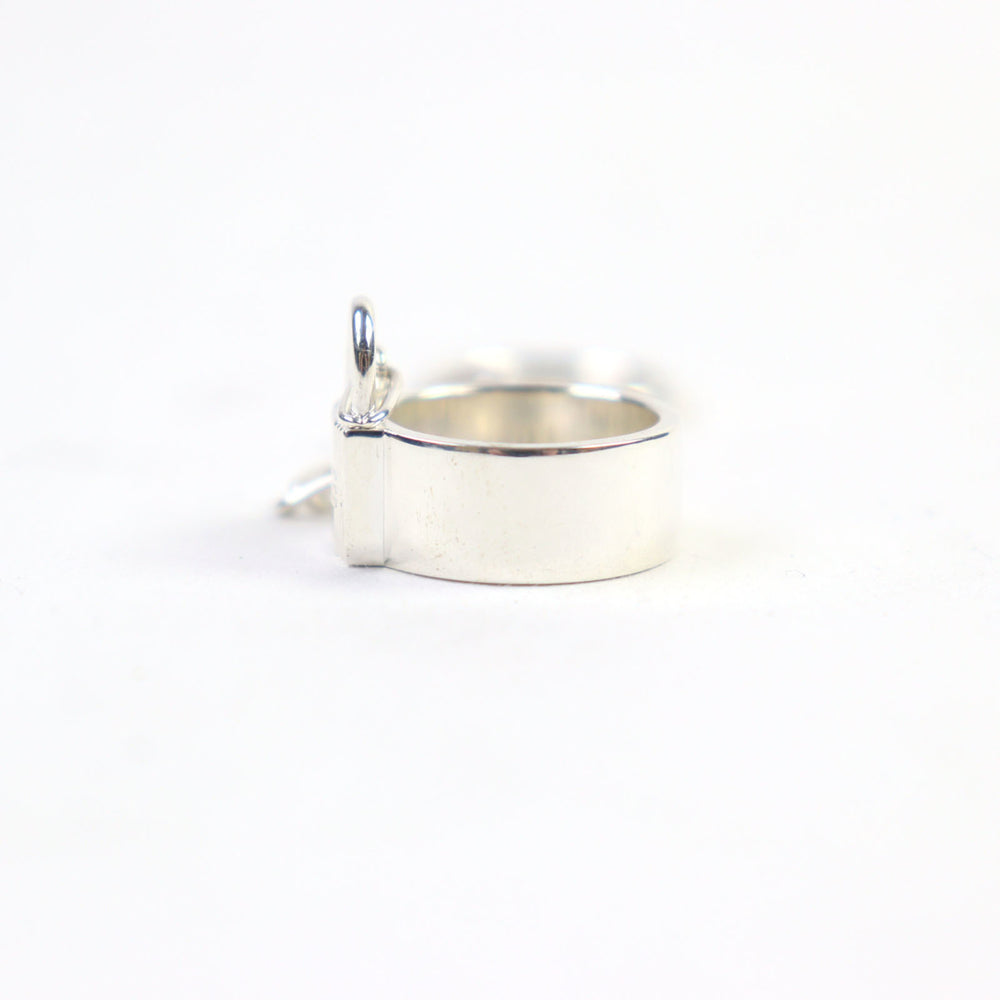 HERMES Alpha Kelly AG925 Clochette Cadena Double Ring - Silver Accessory, Size 49 (Japanese Equivalent), Made in France, Weight 11.37g, Women's — Like New