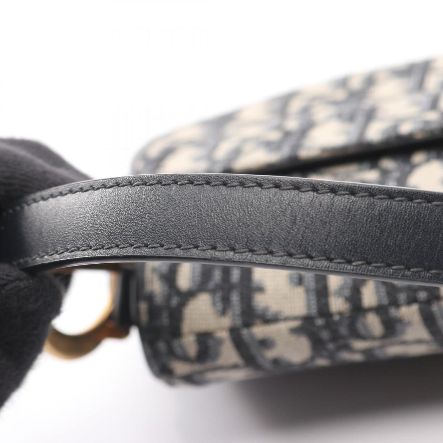 Christian Dior Dior Saddlebag Mini Oblique Jacquard Handbag Canvas Leather Women's Bag Ivory Navy Black