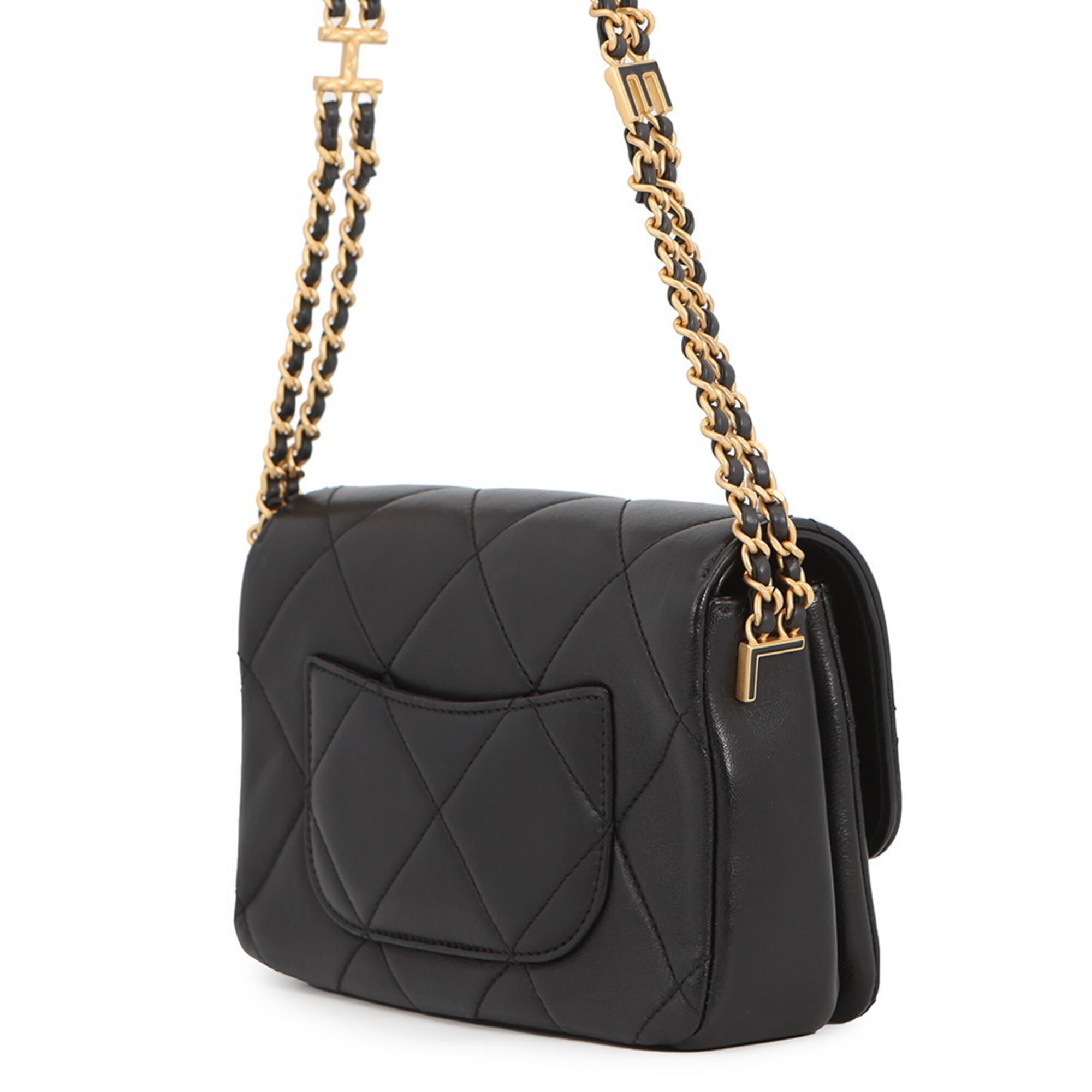Chanel Chain Shoulder Bag Matelassé Mini Flap Coco Mark Lambskin AS4862 CHANEL Handbag Black Women's — Like New