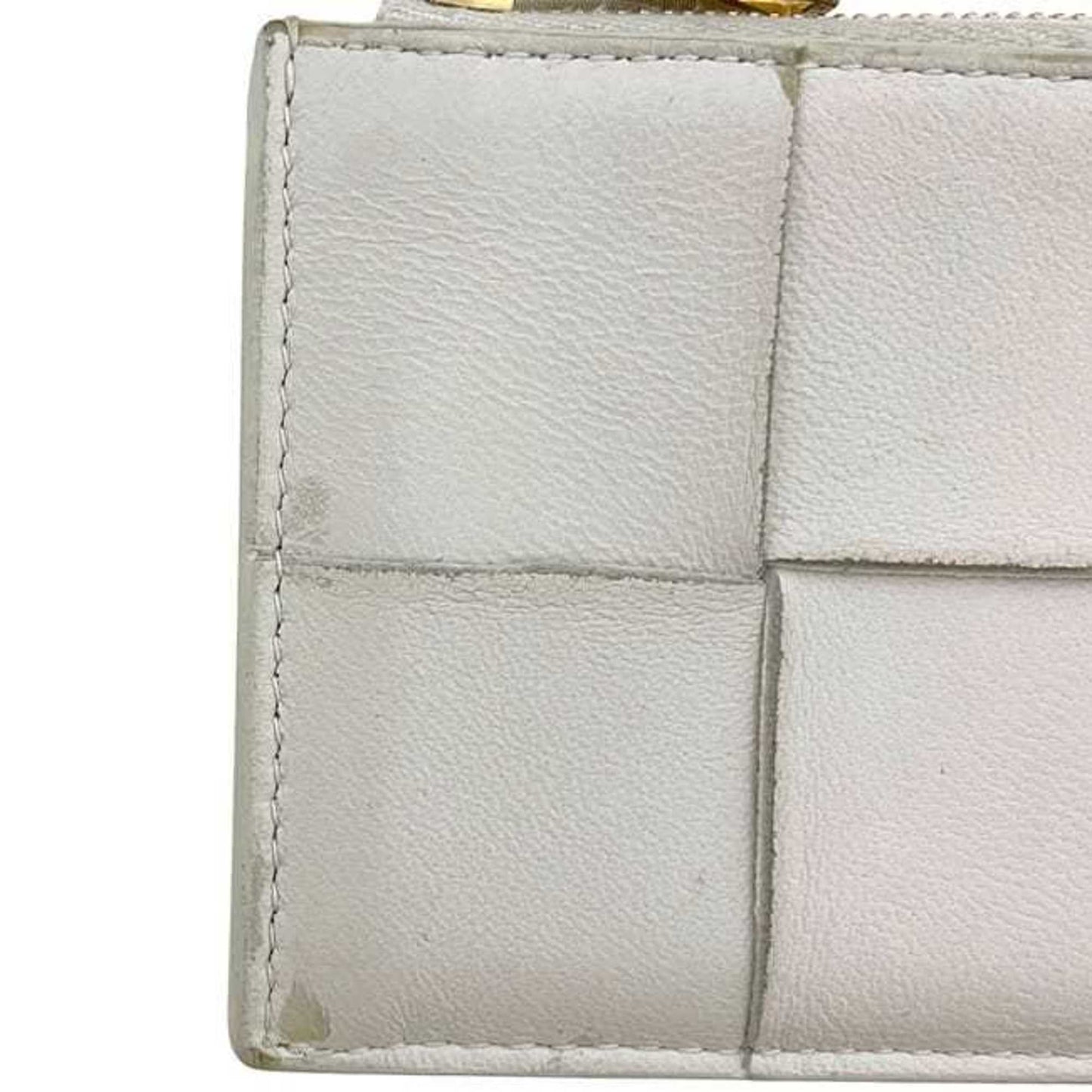 Bottega Veneta Coin Case ec-24609 White Cassette 679843 Purse Leather P01931123D BOTTEGA VENETA Mini Card Holder Intrecciato Pattern Men's Women's