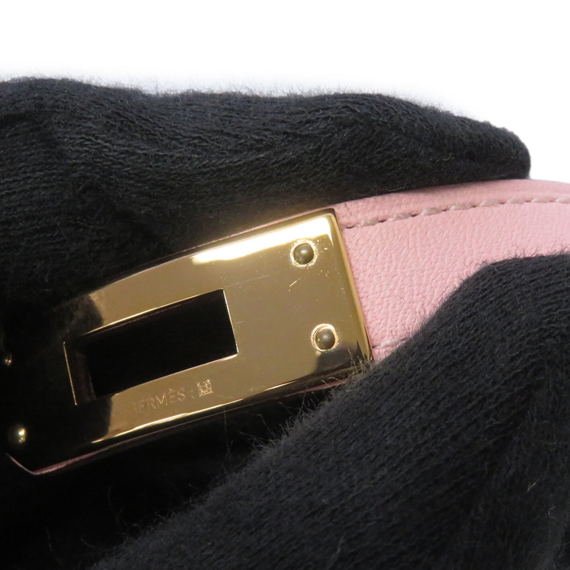 Hermes Kelly Double Tour Bracelet, Rose Sakura Pink Swift Leather, U Stamp, Size T2 — Like New