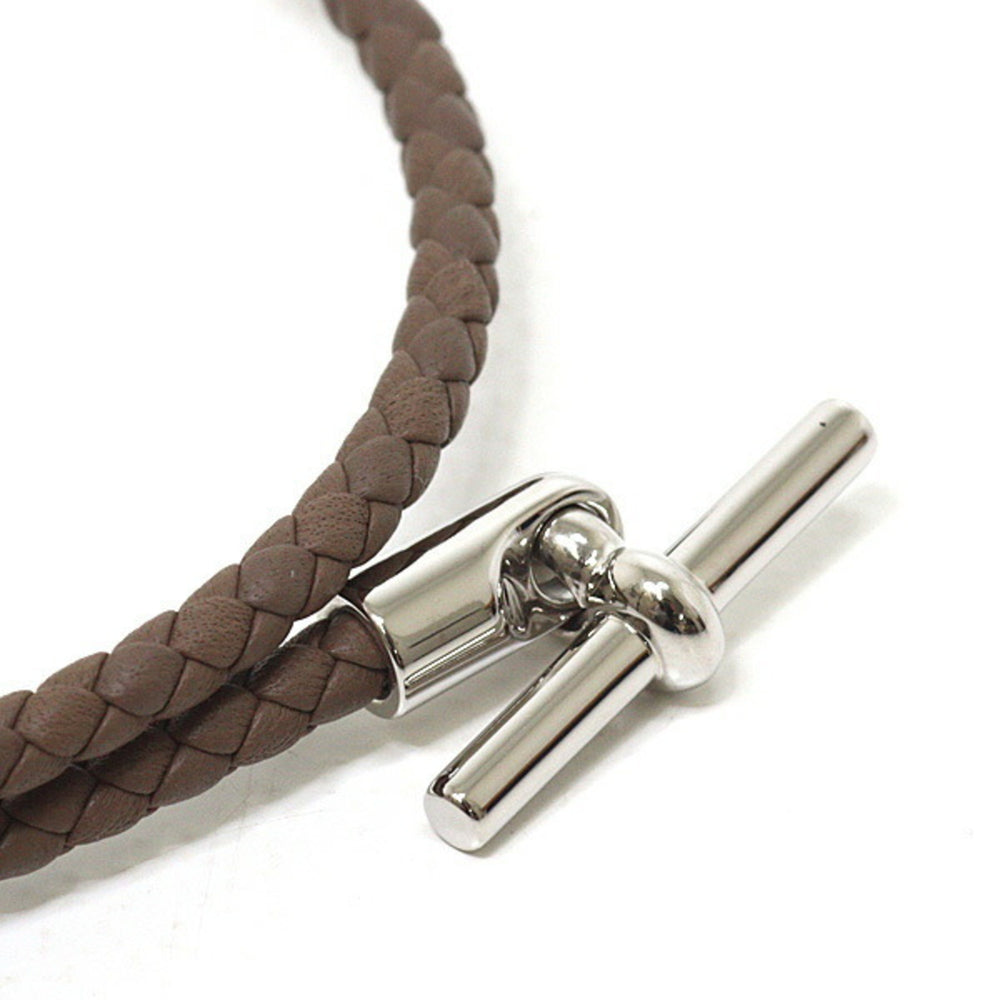 Hermes HERMES Leather Bracelet Glenan Double Tour Etoupe — Like New