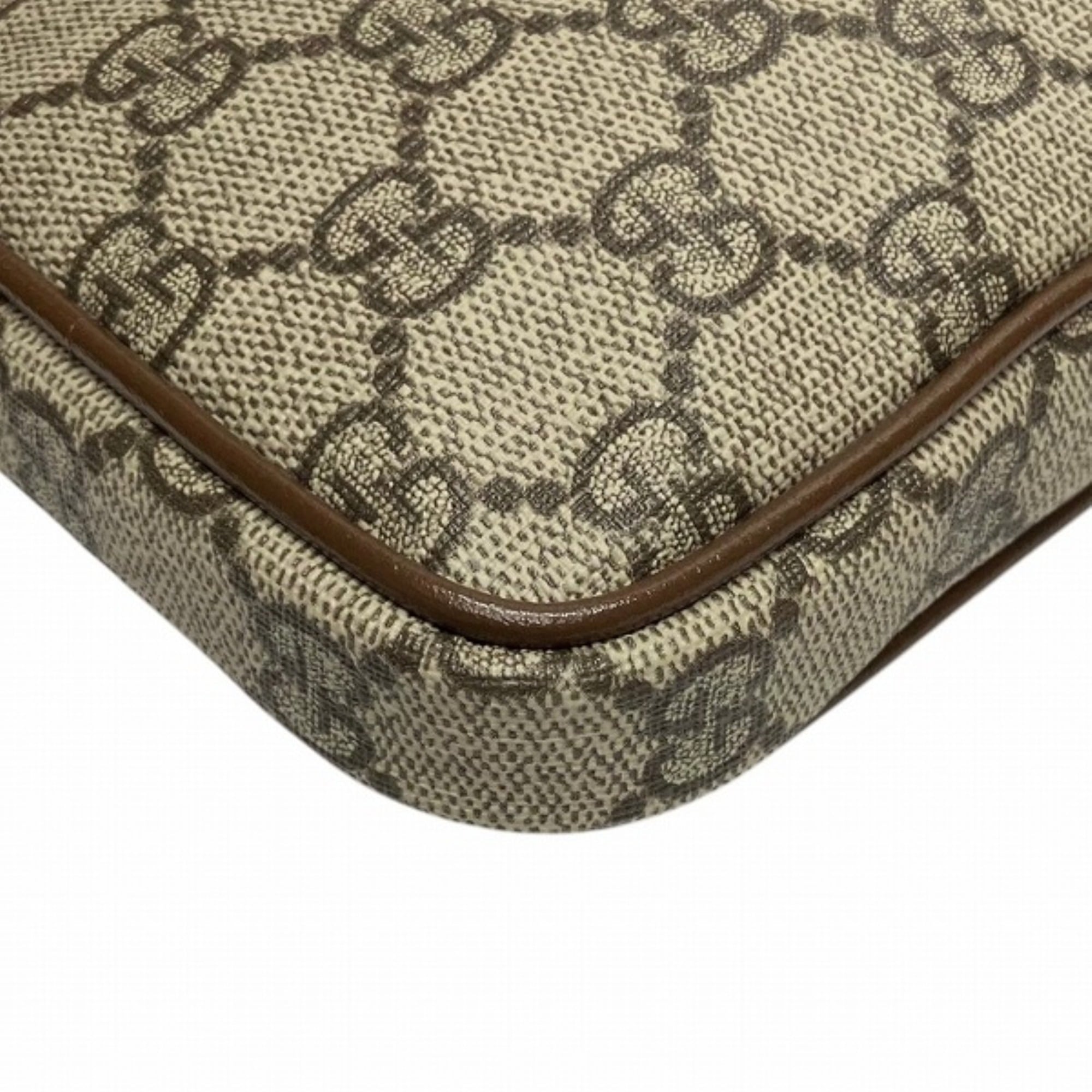 Gucci shoulder bag, Interlocking G design, GG Supreme x leather, 700959 — Like New