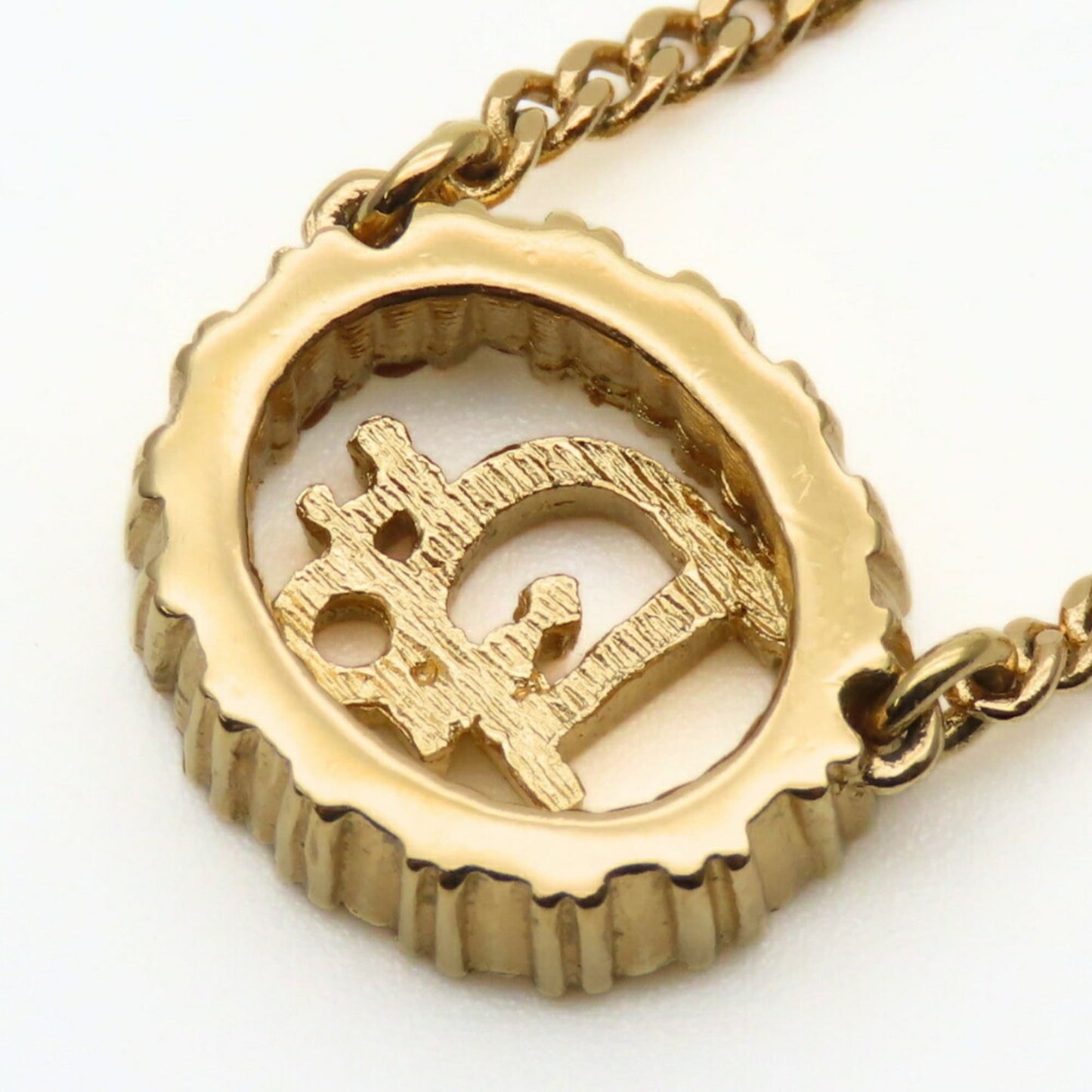 Christian Dior Necklace, Metal, Rhinestone, Gold Plated, GP, Women's,