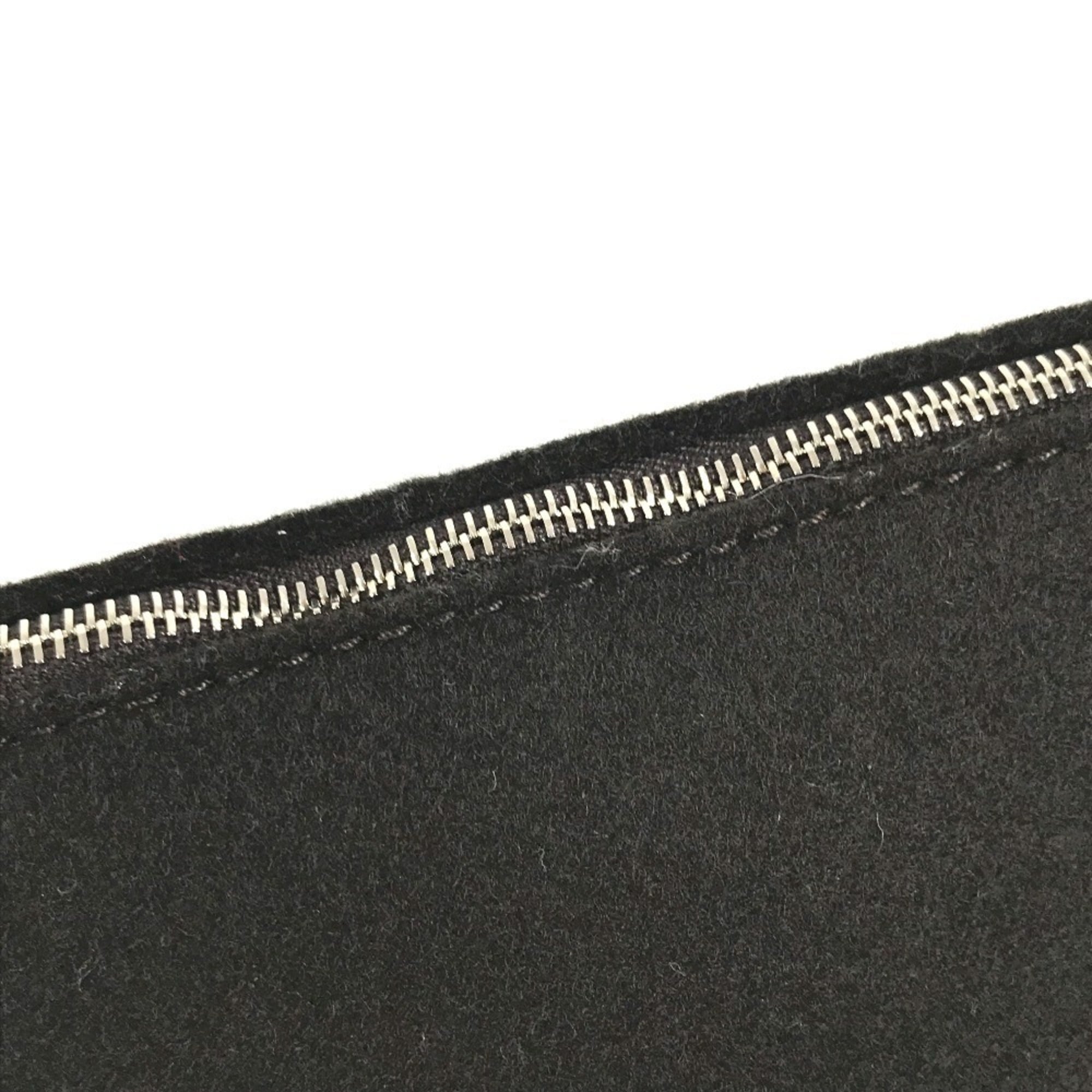 HERMES Serie Logo Makeup Pouch Felt Silk Women's Black — Like New