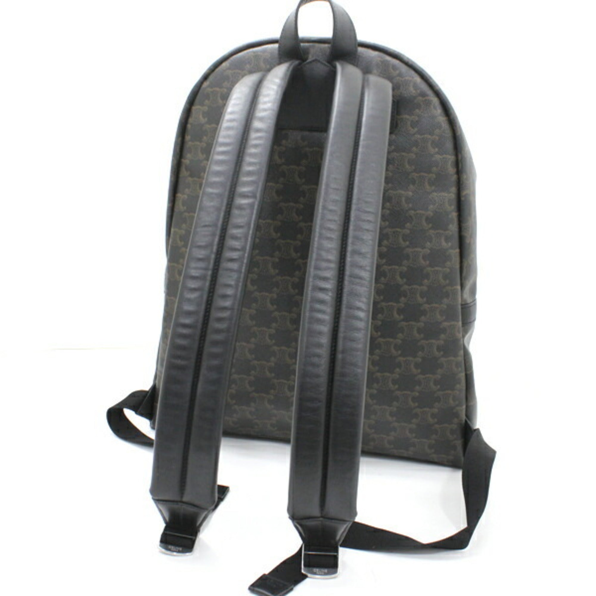 CELINE Backpack Triomphe Canvas Black Brown Rucksack Men's 188382BOV T5686 — Like New