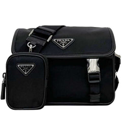 Prada Shoulder Bag f-25189 Black NERO Tessuto 2VD034 Unused Nylon Saffiano Leather Re-Nylon 279 102 PRADA RE NYLON Crossbody Strap Flap — Like New