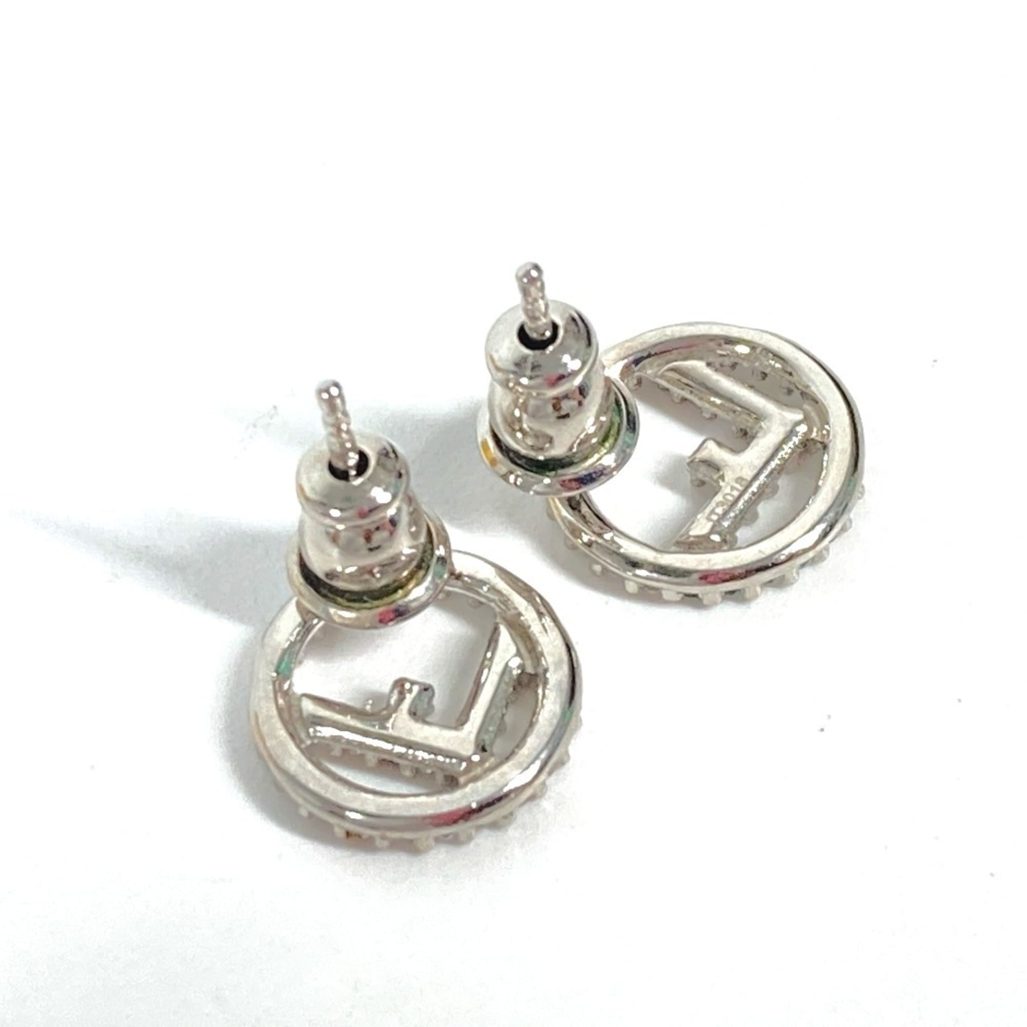 FENDI Rhinestone F's Earrings Metal Women's Silver x Blue Similar E-240710-23 — Like New