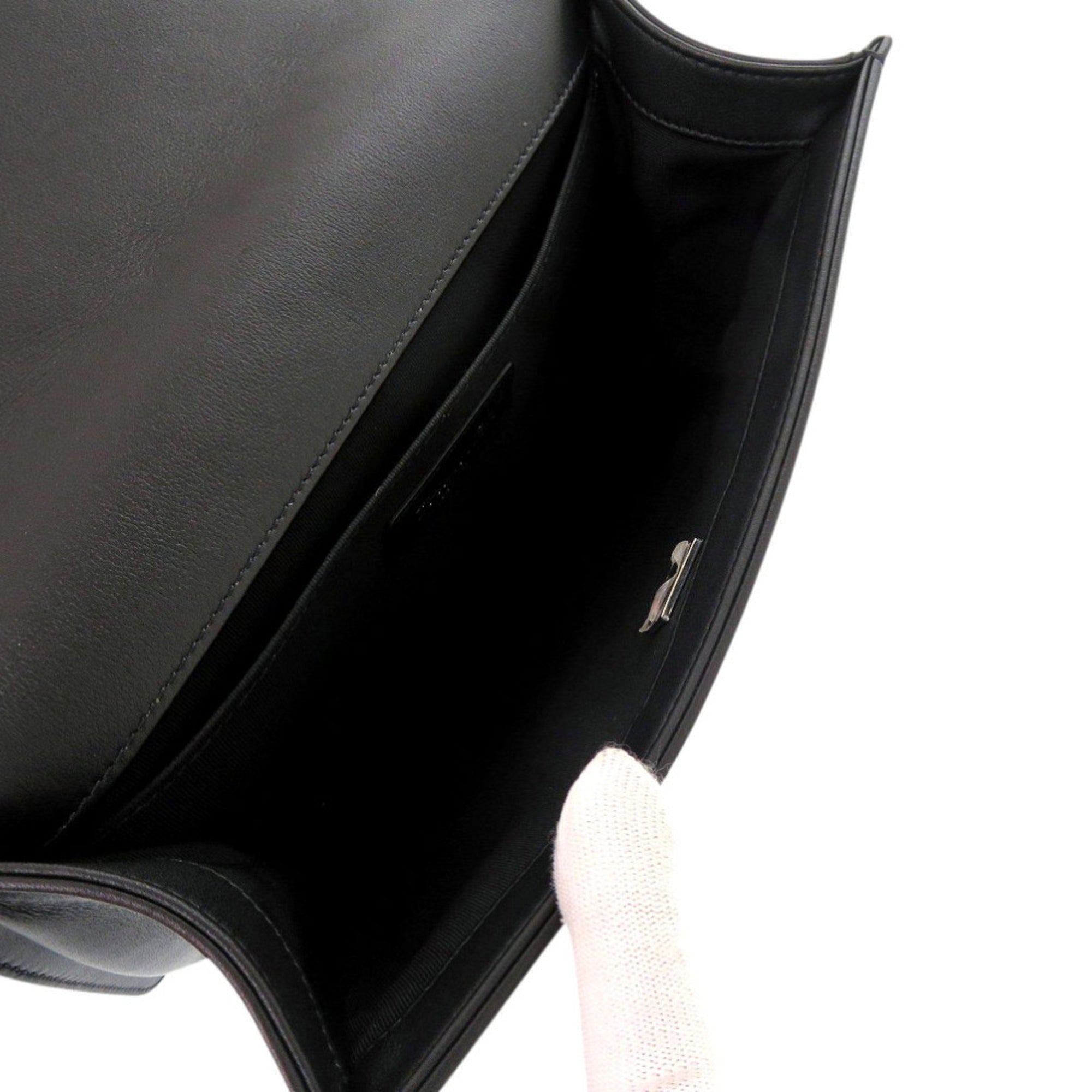 Chanel Boy 25 Coco Mark Lambskin Black Random Plate Shoulder Bag 0269CHANEL — Like New