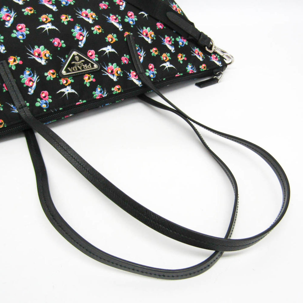 Prada TESSUTO STAMPAT 1BG189 Women's Nylon,Leather Shoulder Bag,Tote Bag Black,Pink,Yellow — Like New