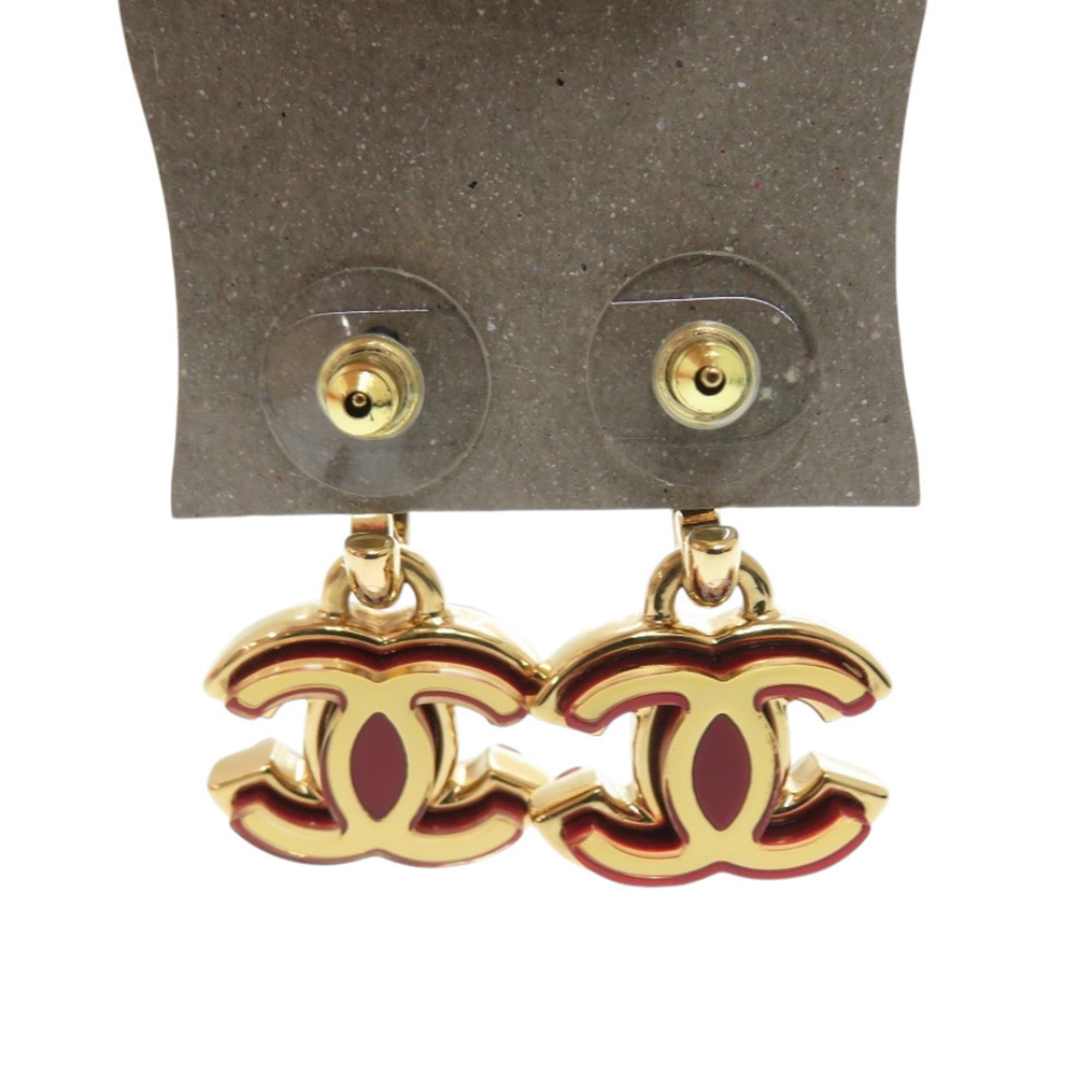 Chanel Coco Mark Metal Red Gold Earrings 1106CHANEL — Like New