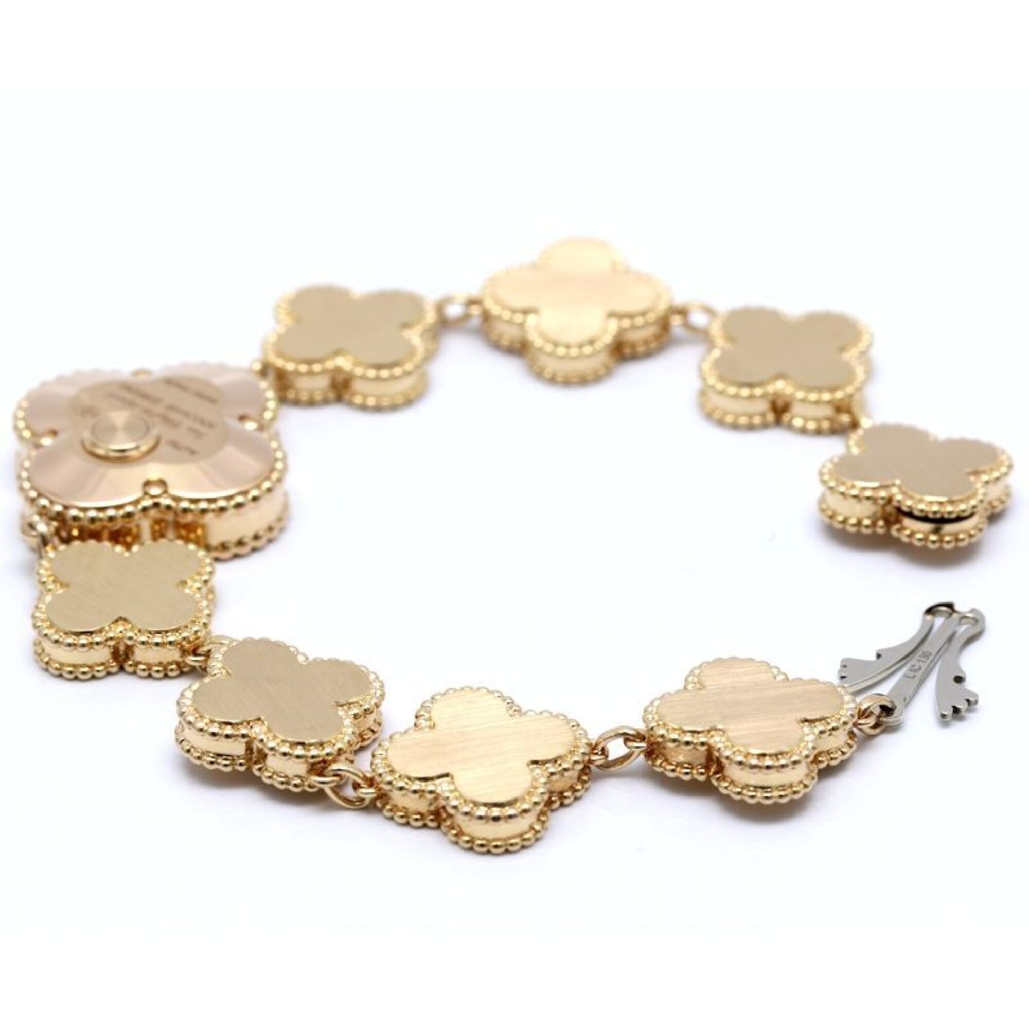 Van Cleef & Arpels Sweet Alhambra Guilloche VCARO90100 2386240 Women's Watch 18K Rose Gold 40437 — Very Good