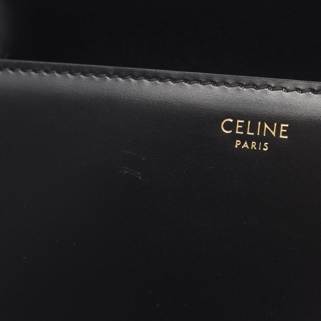 Celine Teen Triomphe Shoulder Bag, Leather, Women's, Black, 199233BF4