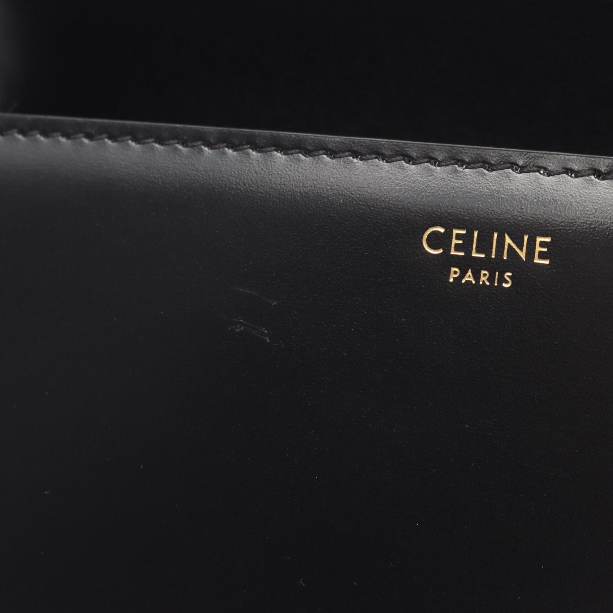 Celine Teen Triomphe Shoulder Bag, Leather, Women's, Black, 199233BF4