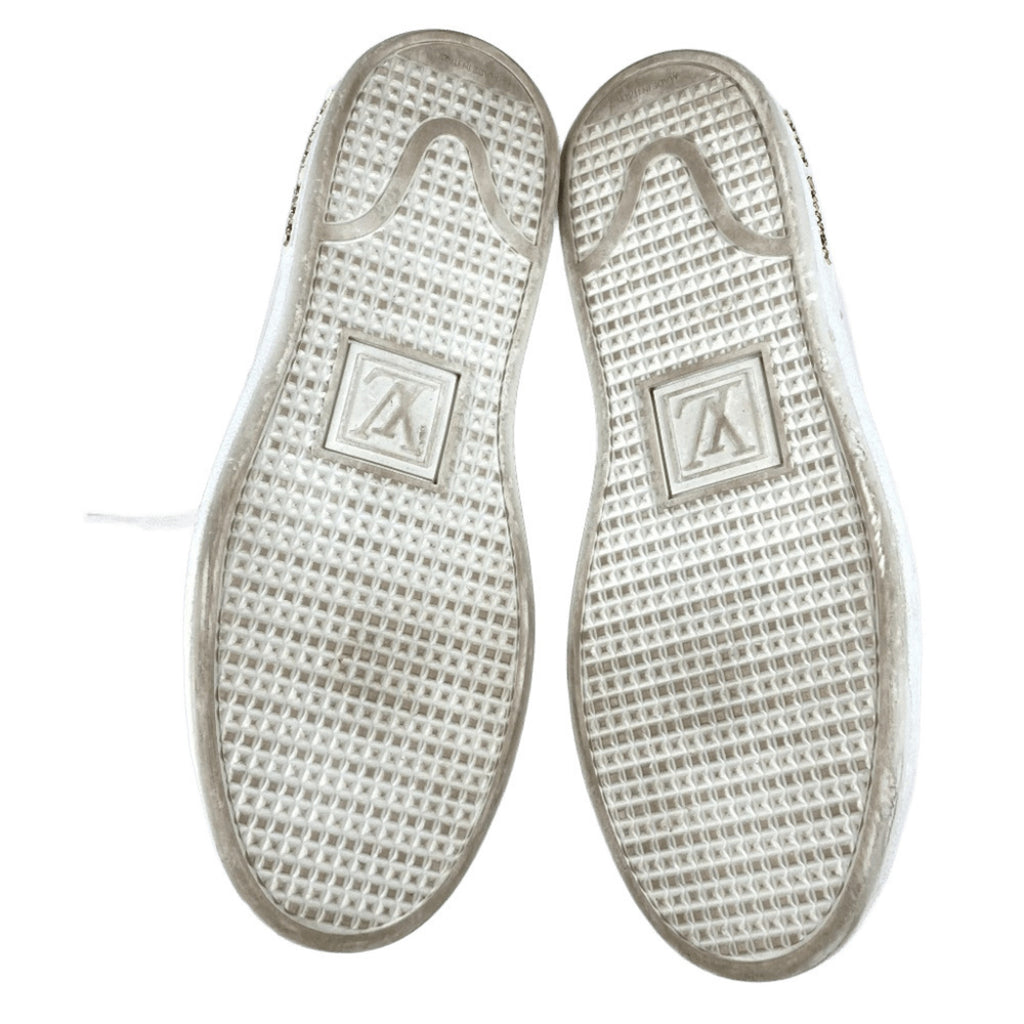 LOUIS VUITTON 1A2XOM Monogram Front Row Line Sneakers, Leather, Lace-Up, Women's, White