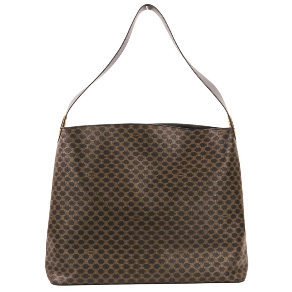 CELINE Vintage Macadam Pattern One-Shoulder Bag, Brown & Black, Women's — Like New