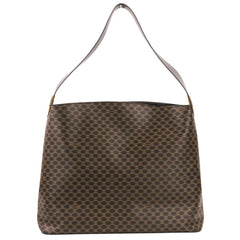 CELINE Vintage Macadam Pattern One-Shoulder Bag, Brown & Black, Women's — Like New