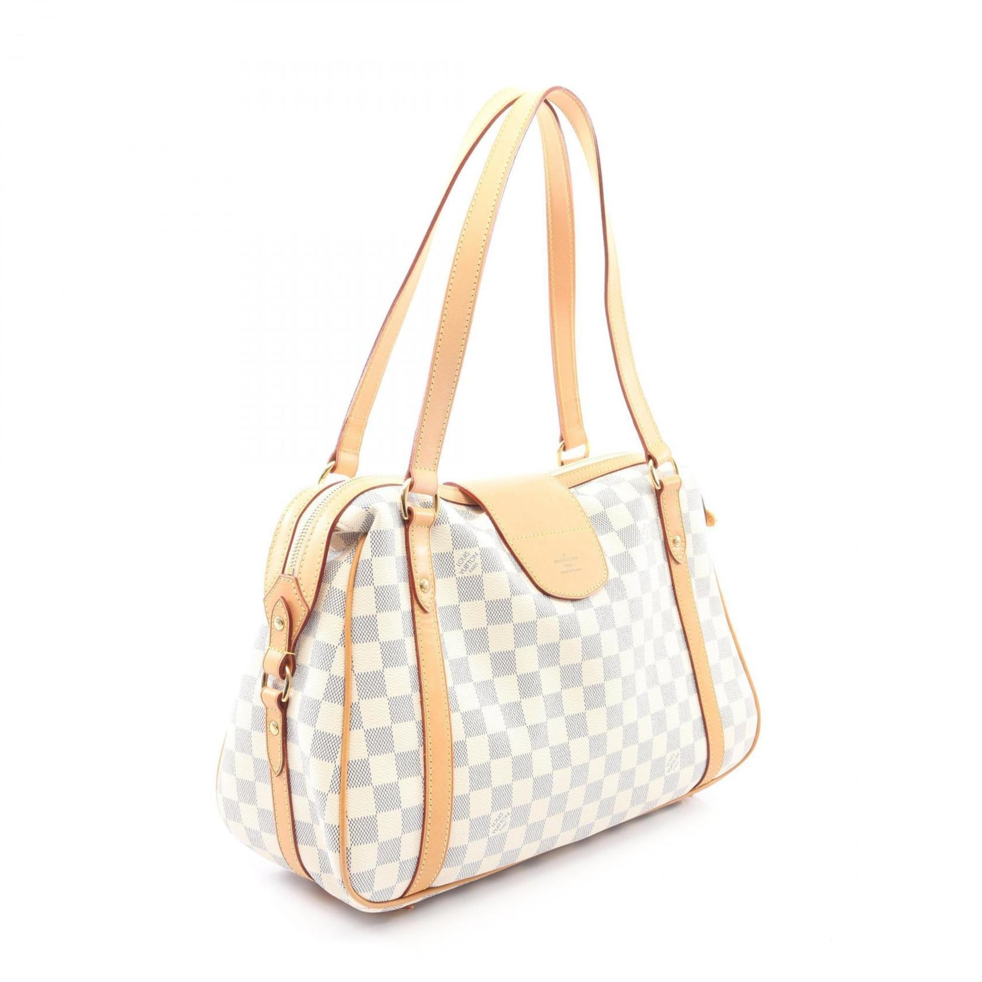 Louis Vuitton Stresa PM Shoulder Bag/Handbag, Coated Canvas and Leather with Damier Azur, Women's, White, N42220